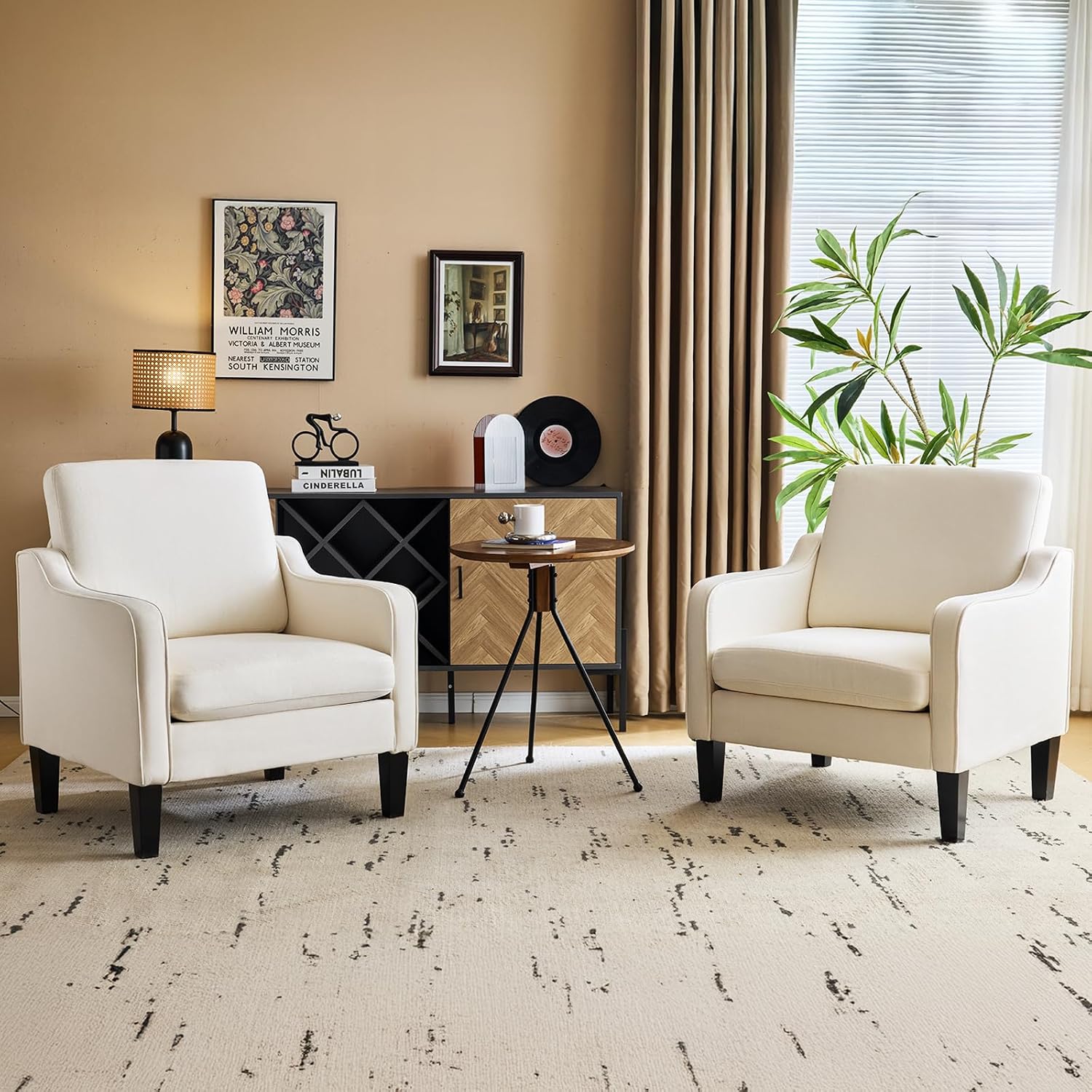 Olive Green Accent Chair, Upholstered Armchair for Living Room