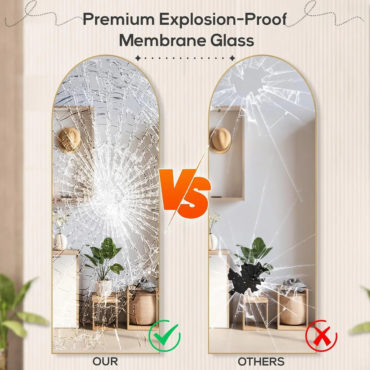 Full Length Mirror with Stand, Aluminum Alloy Frame Full Body Floor Mirror for Bedroom and Cloakroom - Image 10