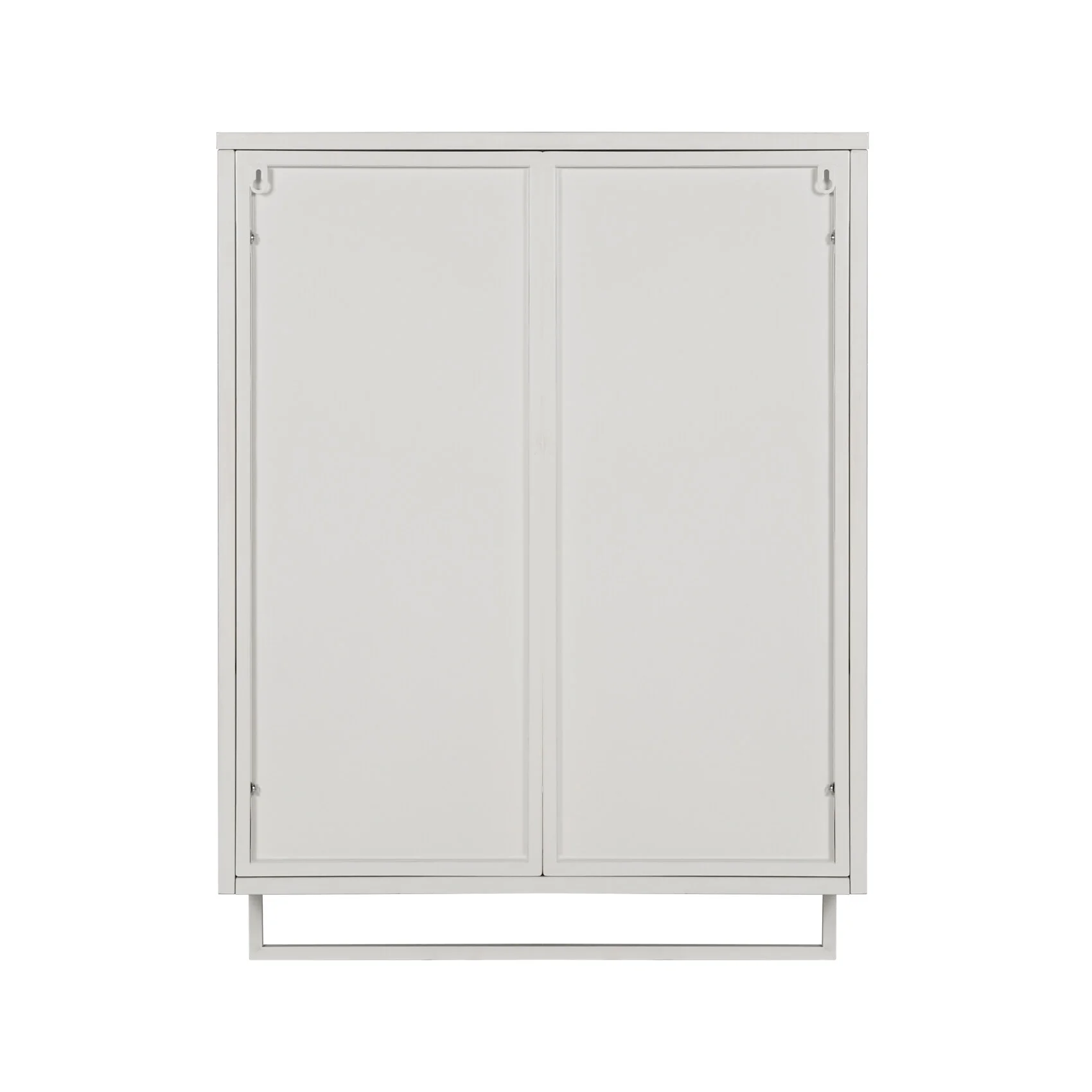 Two-door Wall Cabinet, Modern Kitchen Wall Mounted Cabinet with 2 Glass Doors, Two-tier Enclosed Storage, an Open Shelf, Towel Rack, Metal Wall Cabinet for Entryway, Living Room, Bathroom, White - Image 8