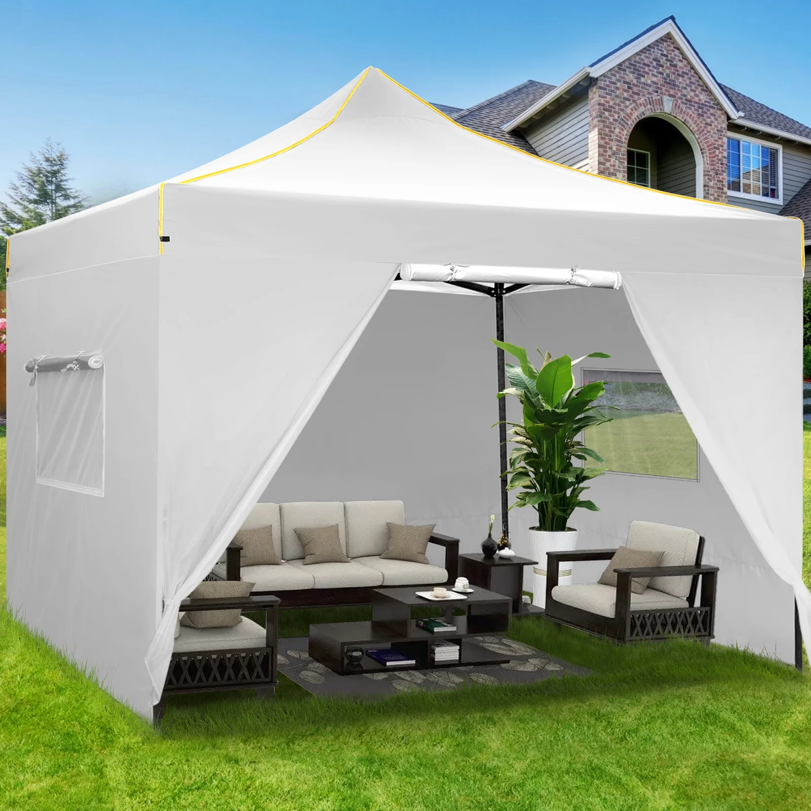 SANOPY 10'x10' Pop up Canopy Tent Anti-UV Waterproof Outdoor Gazebo Instant Party Wedding Backyard Canopy Tent Shade Shelter for Backyard, Patio, Parties,Khaki - Image 35