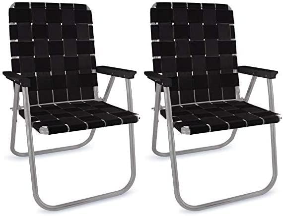 Outdoor Chairs for Camping. Made with Lightweight Aluminum Frames and UV-Resistant Webbing. Folds for Easy Storage 2- Pack (Charleston with Green Arms, Classic) - Image 6