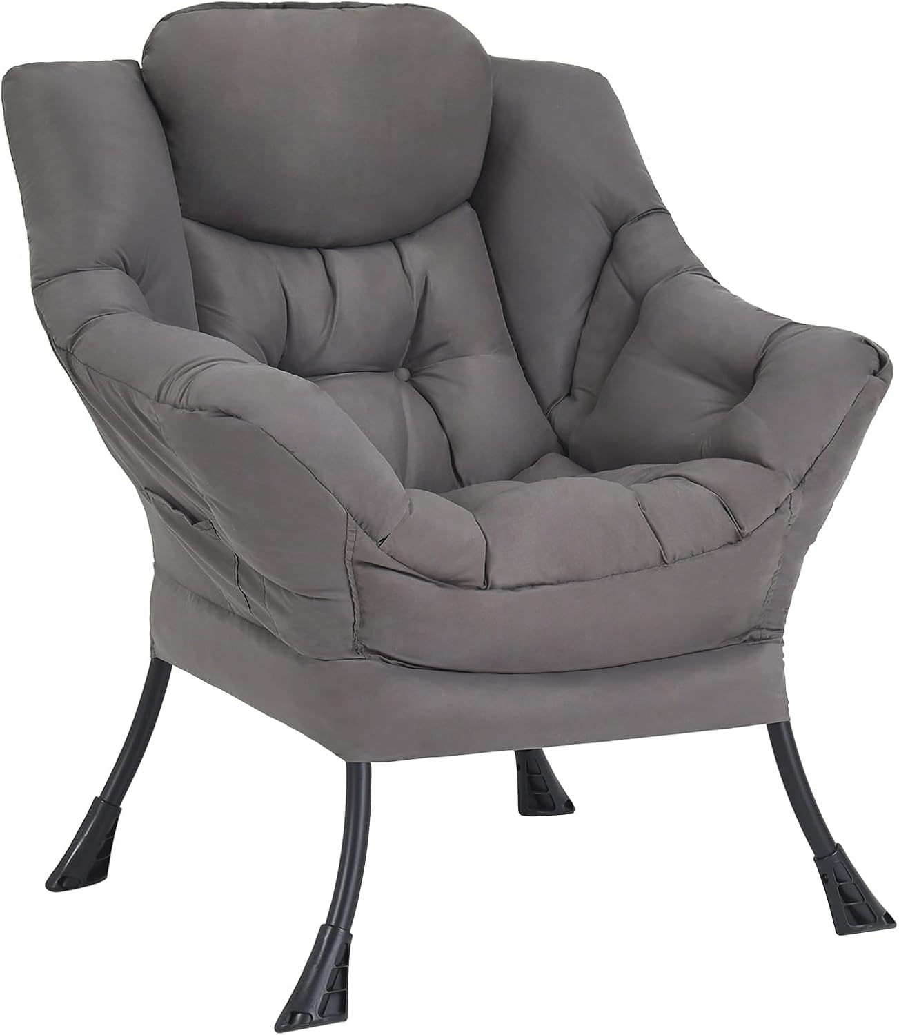 Lazy Chair with Ottoman, Reading Chair with Footrest, Jet Black - Image 14