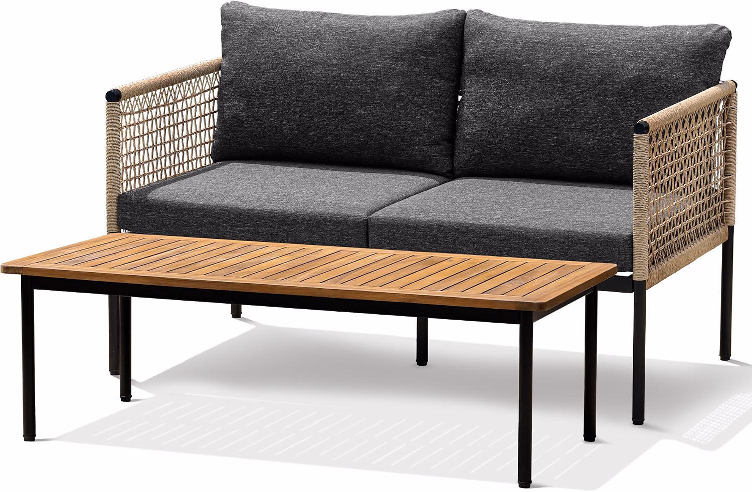 Heavy Duty 500lbs Weight Capacity Wicker Bistro Table and Chairs Set of 2 with Premium Olefin Fabric Soft Cushions - Image 3