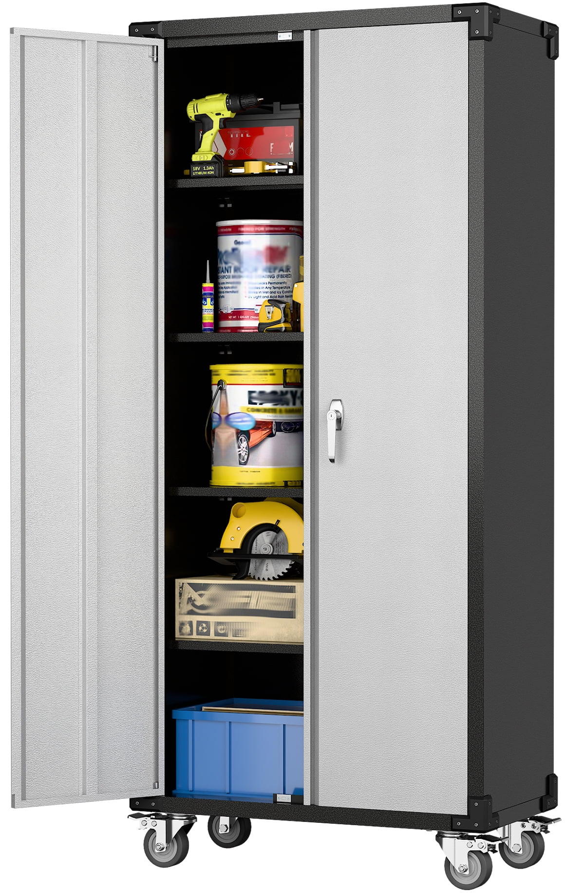 SUPEER 71" Metal Storage Cabinets with Wheels and Pegboards, Industrial Cabinet with 2 Drawers and 2 Adjustable Shelves,, Assembly Required - Image 107