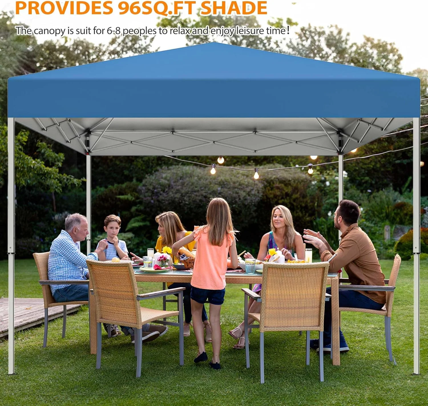 Puppys 10 X 10ft Pop Up Canopy Tent Easy Set up Outdoor Instant Straight Legs Portable Gazebo Shelter with Wheeled Bag for Camp Beach Patio and Garden (Blue) - Image 4