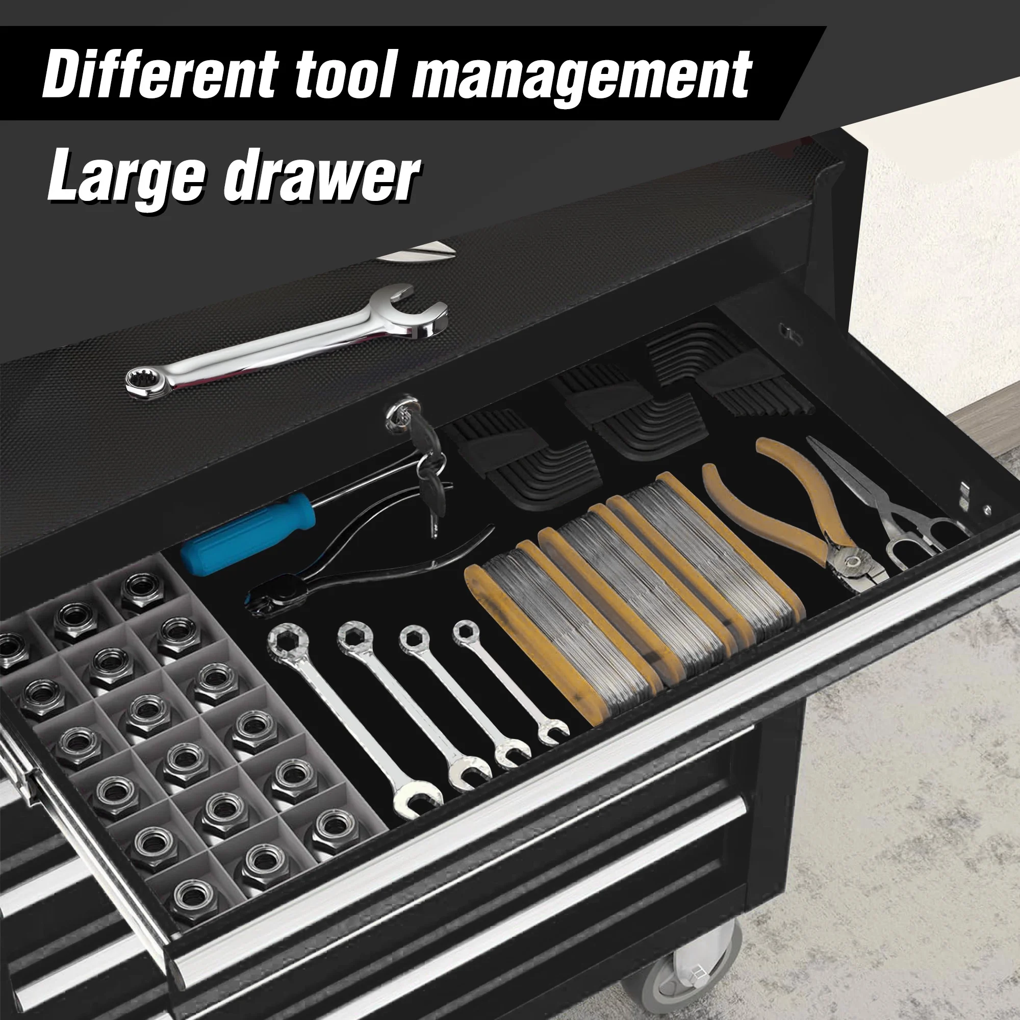 7-Drawer Rolling Tool Chest with Wheels -C Heavy-Duty Tool Storage Cart for Garage, Workshop, or Job Site - Image 8