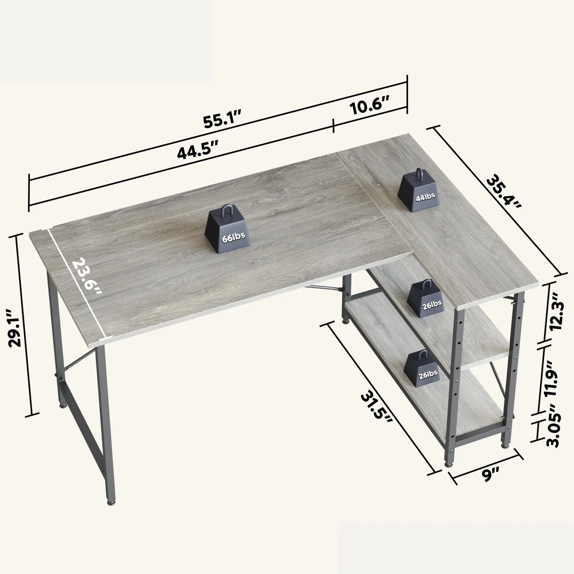 Small L Shaped Computer Desk with Storage Shelves, Compact Corner Workstation for Home Office and Study - Image 29