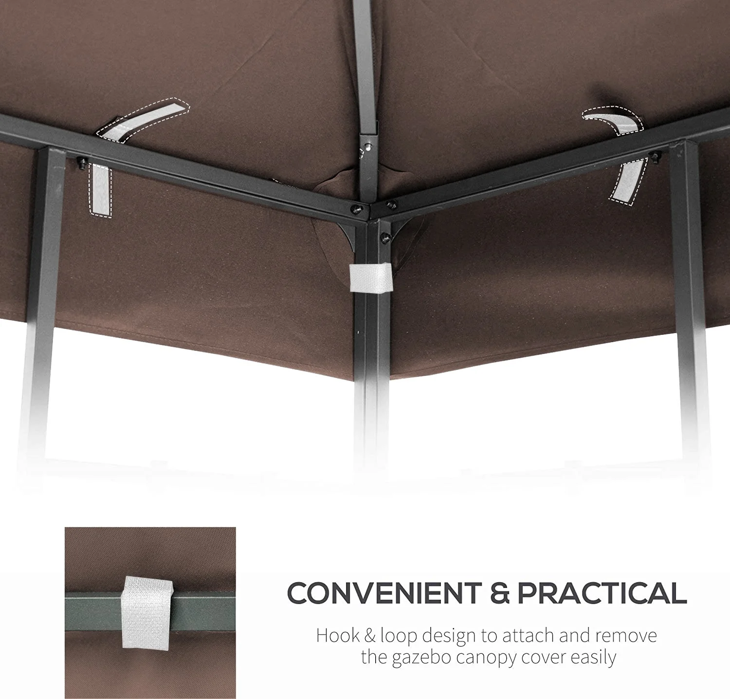 10x10 Ft Outdoor Patio Gazebo Replacement Canopy, Double Tiered Gazebo Tent Roof Top Cover Only(Frame Not Include) - Image 6