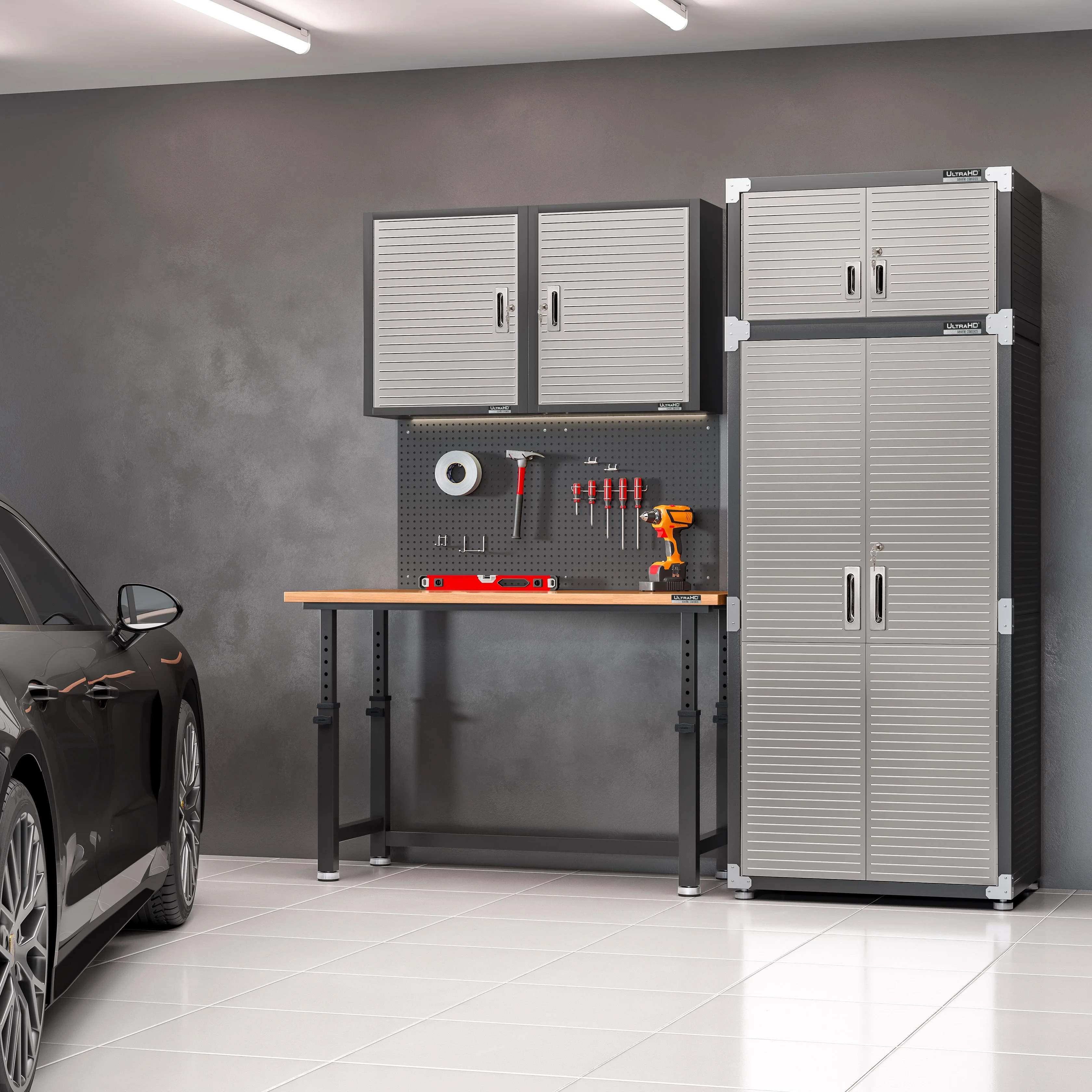 Seville Classics UltraHD? Steel Body Lockable Storage Cabinet Organizer Locker Shelving Unit, Graphite, 30" W x 18" D x 72" H - Image 4