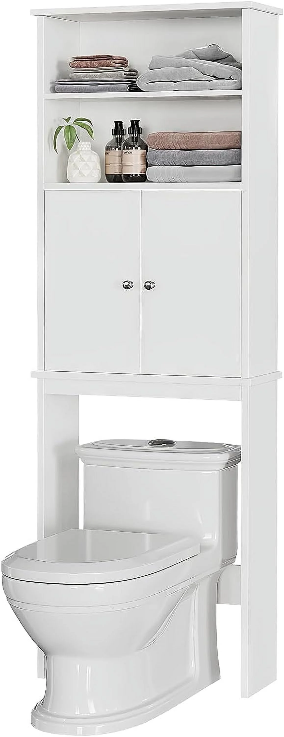 Sobaniilo Over The Toilet Storage Cabinet for Bathroom, Storage Organizer Over Toilet, Space Saver W/Adjustable Shelf & Open Storage Shelf, 75in, White - Image 8