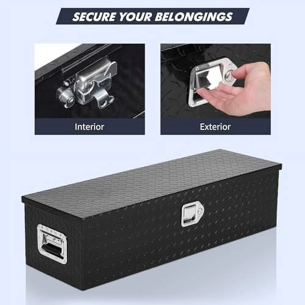Aluminum Diamond Plate Tool Box 13x13x30 Inch, Heavy Duty Truck Toolbox with Sliding Shelf, Waterproof Truck Storage Organizer Chest for Pick Up Truck RV Trailer with Lock & Keys - Image 5