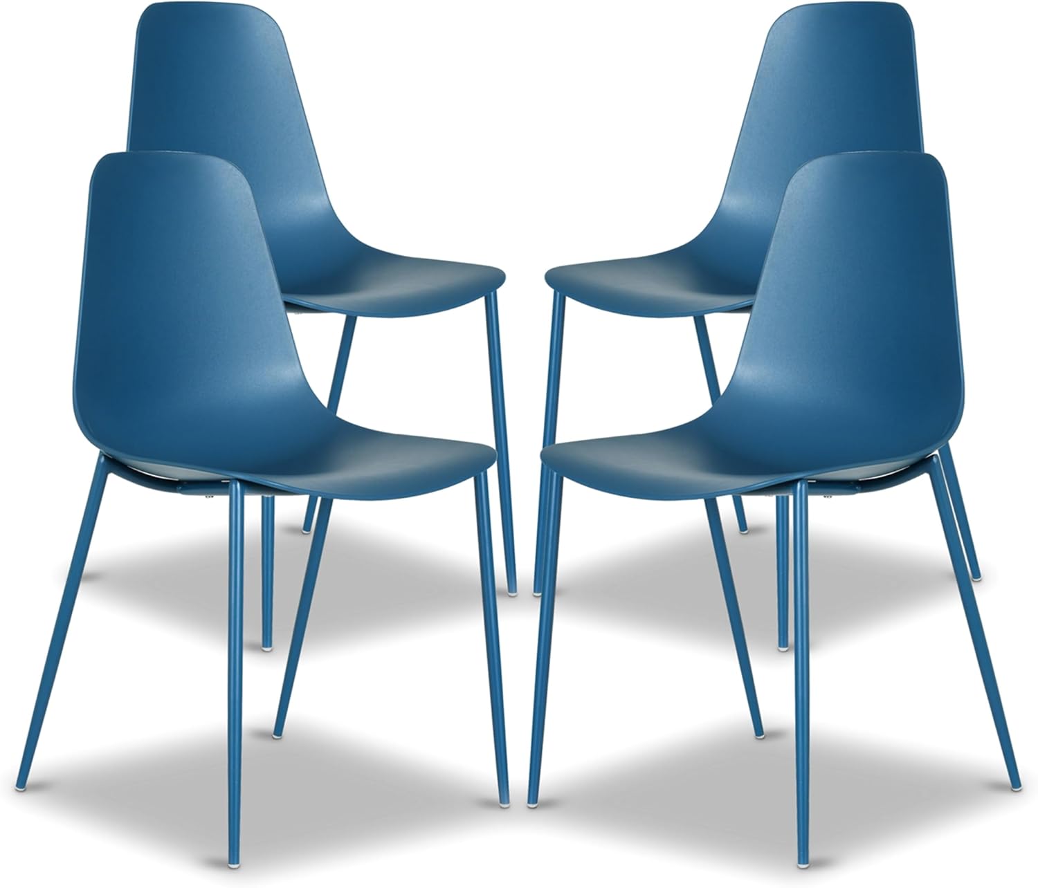 Isla Modern Kitchen Chairs Set of 4, Plastic Dining Chair with Metal Legs, Quick Assembly Simple Cafe Chairs Plastic for Indoor or Outdoor, Ocean Teal - Image 14