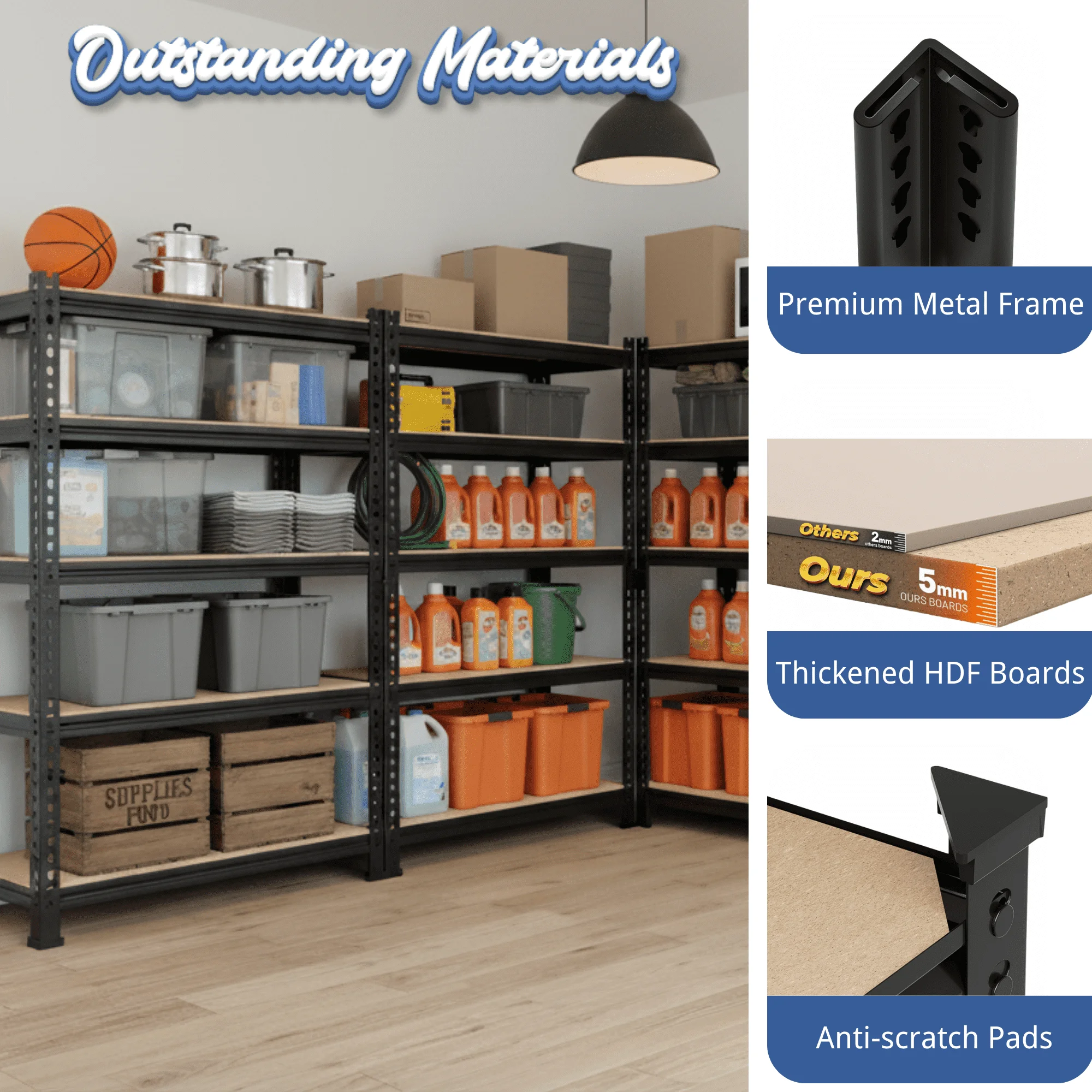 TrumanPick Storage Shelves 5 Tier Garage Shelving Units Metal Heavy Duty Adjustable Shelf Rack 48"W x 18"D x 72"H for Warehouse Pantry Closet - Image 2