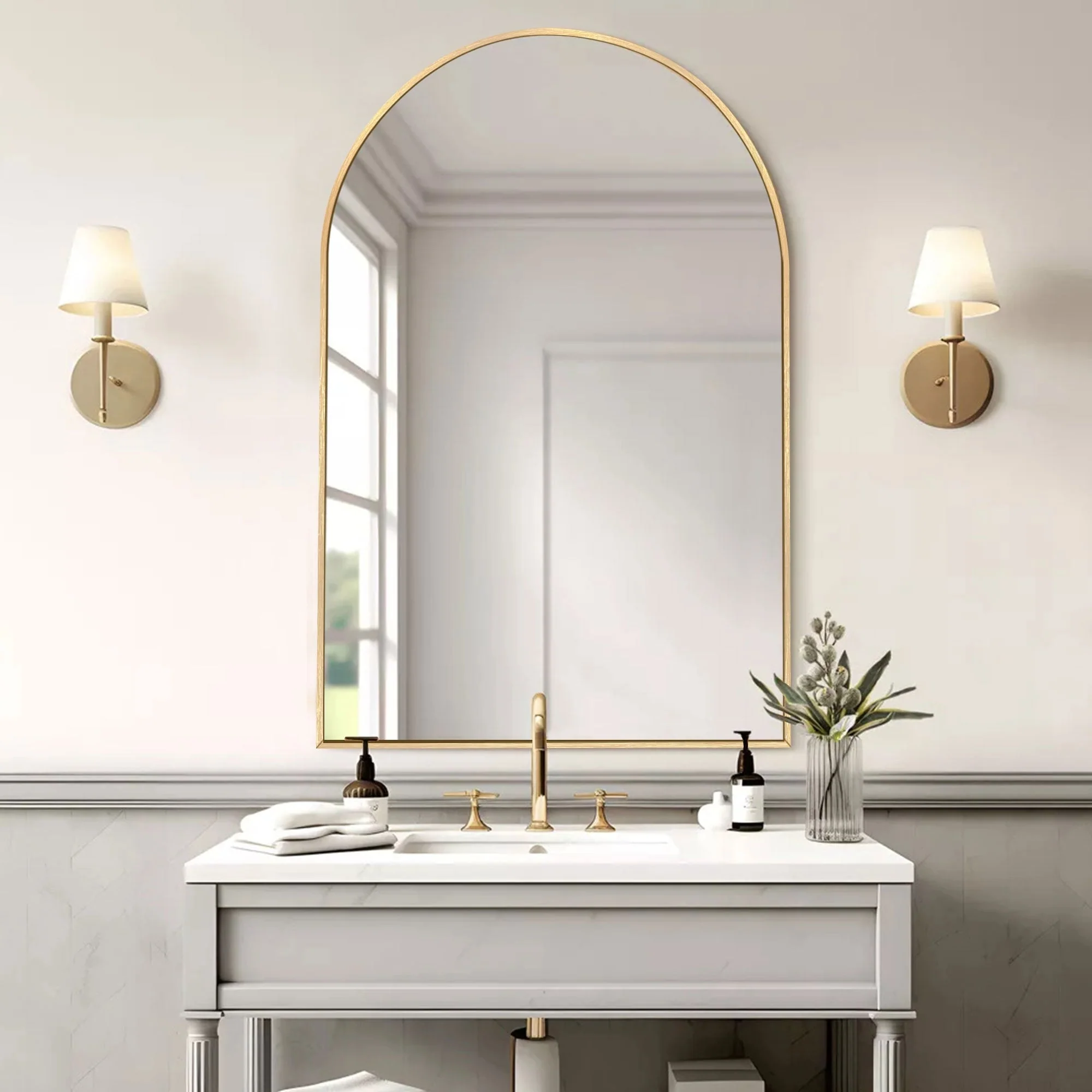 Modern Arch Aluminum Bathroom Wall Mirror, Wall Mounted Vanity Mirror for Bathroom, Bedroom and Home Decor - Image 22
