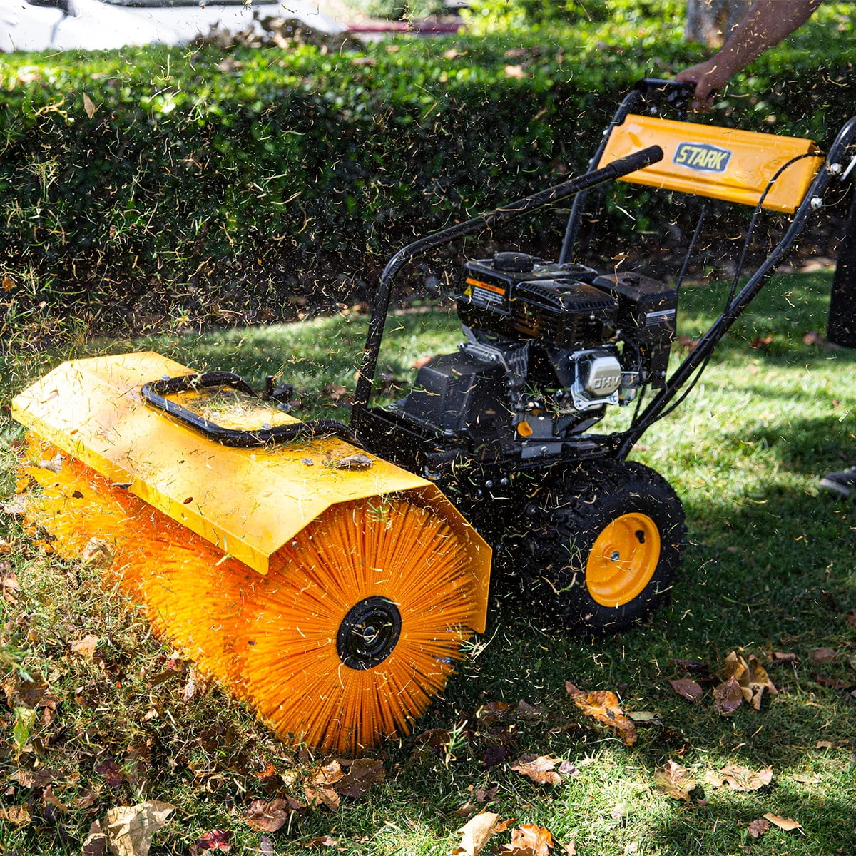 Stark 31" Walk Behind Gas Power Sweeper Dirt Debris Cleaning Path 196cc 7HP Gas Engine - for Leaves, Dirt, and Gravel - Image 5