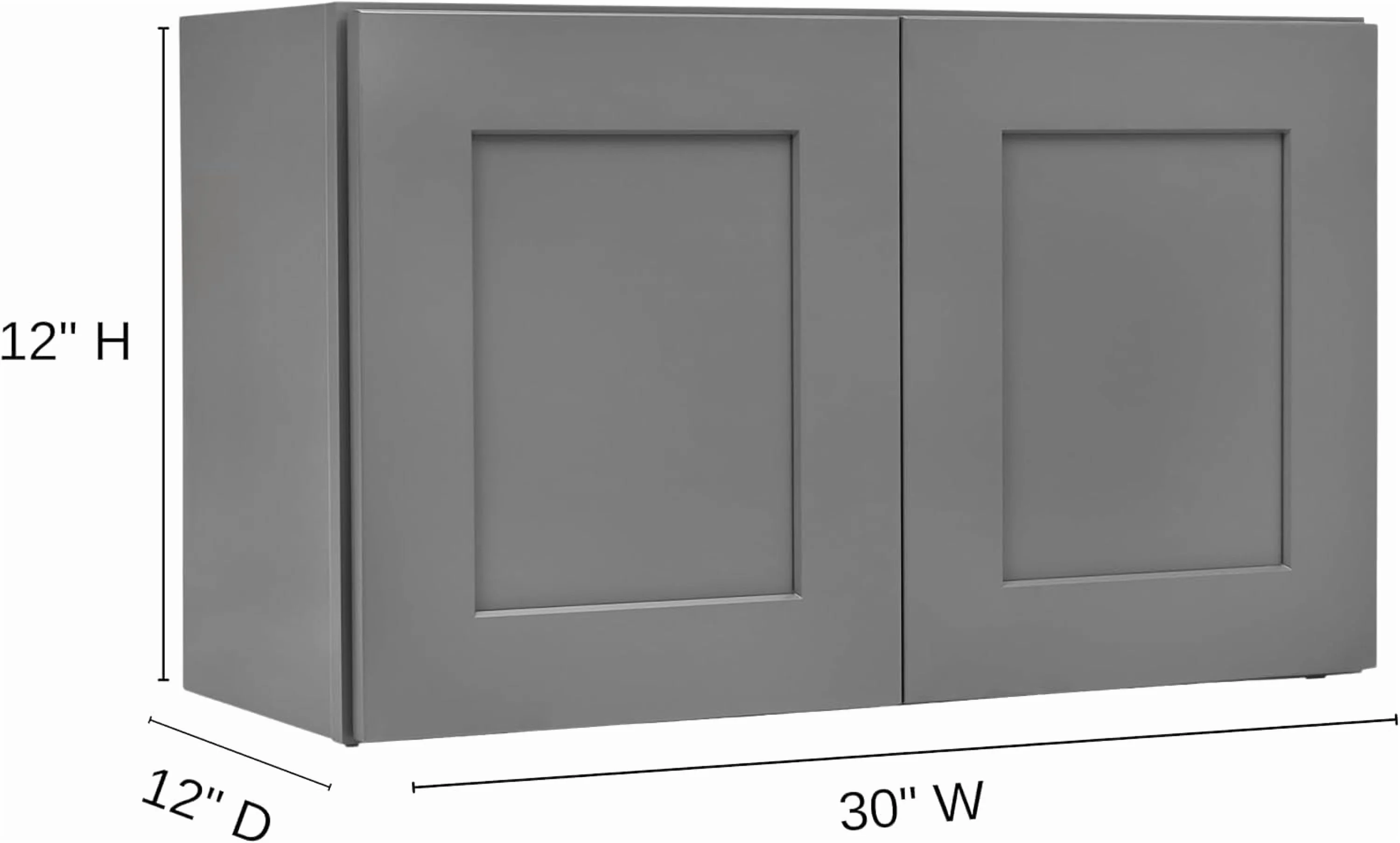 Gray Shaker Wall Cabinet - Ready to Assemble, Perfect for Kitchen, Laundry, Garage or Bathroom Storage - 30" W x 12" H x 12" D - Image 2
