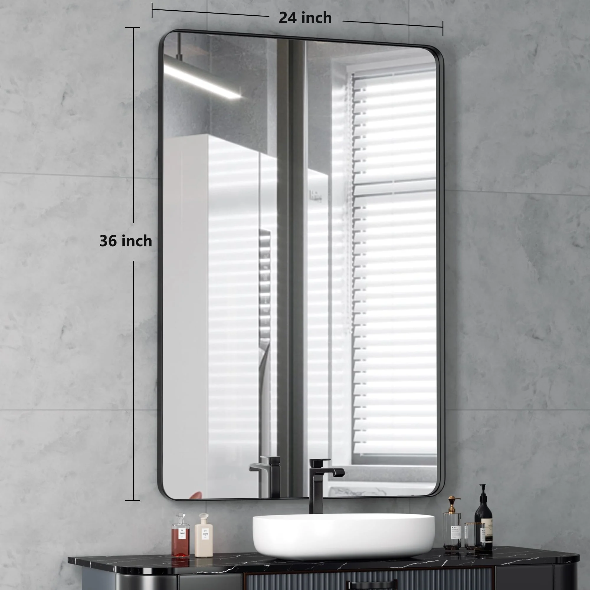 Wall Mirror Vanity Mirror, Bathroom Mirror with Rounded Corners, 1 Piece - Image 34