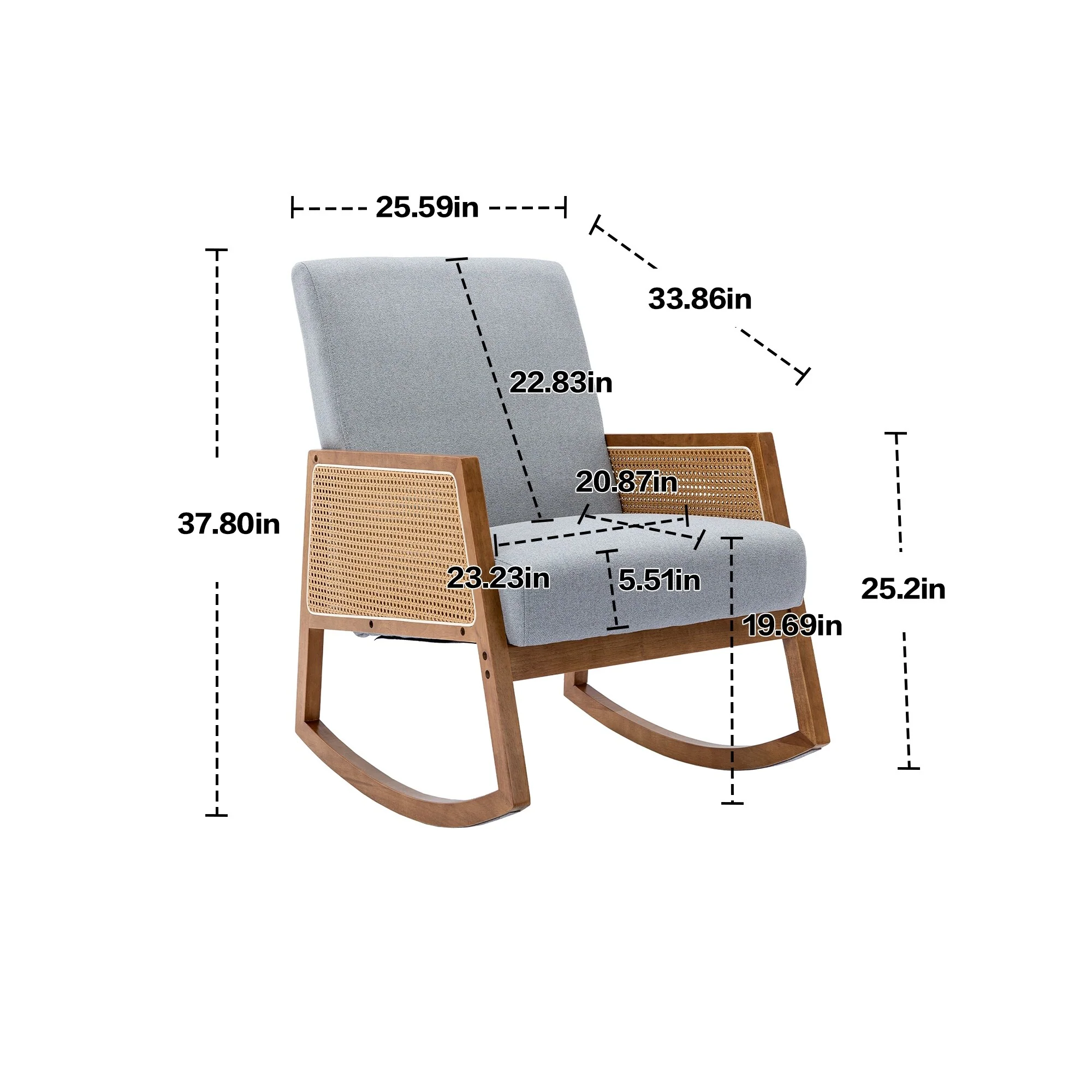 Upholstered Tall Back Rocking Chair, Smooth Gliding Accent Armchair for Comfortable Living Room Seating - Image 33