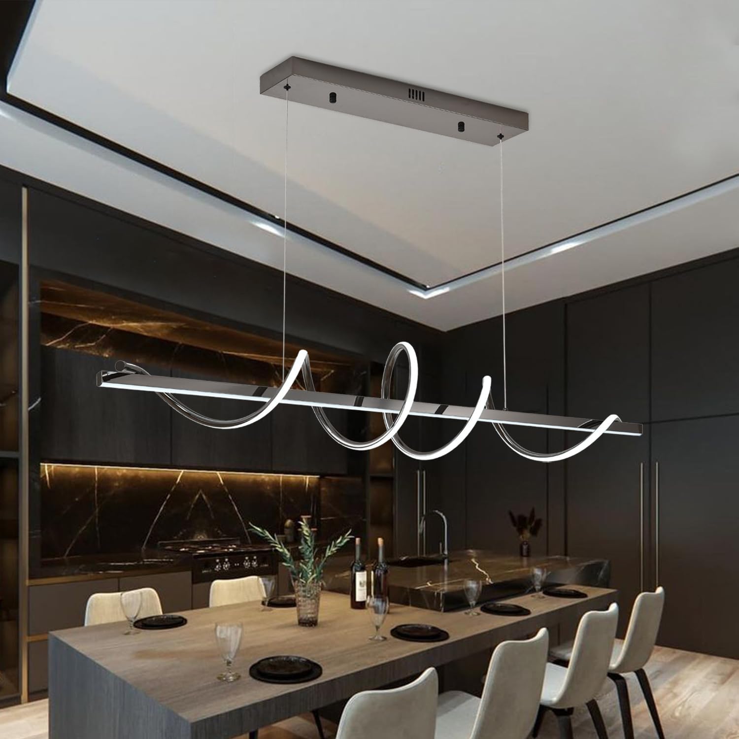 Minimalist Dimmable LED Pendant Chandelier with Remote Control - Image 2