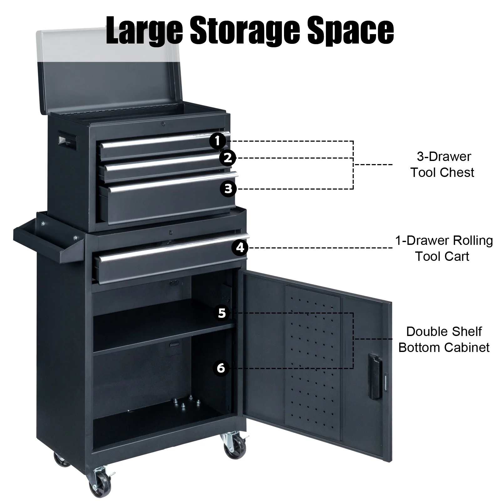 Zimtown Rolling Tool Chest, 4-Drawer Tool Box Organizer, Tool Storage Cabinet - Image 23