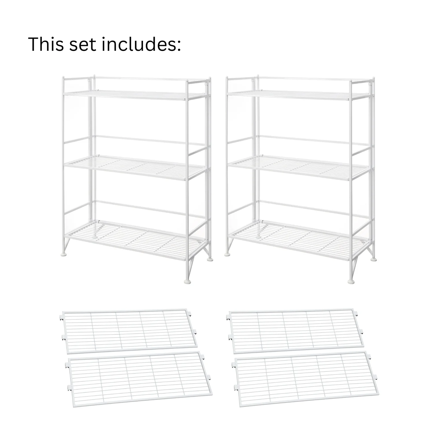 Xtra Storage Wide Folding Shelves w/Three Deluxe Extensions in White Metal - Image 2
