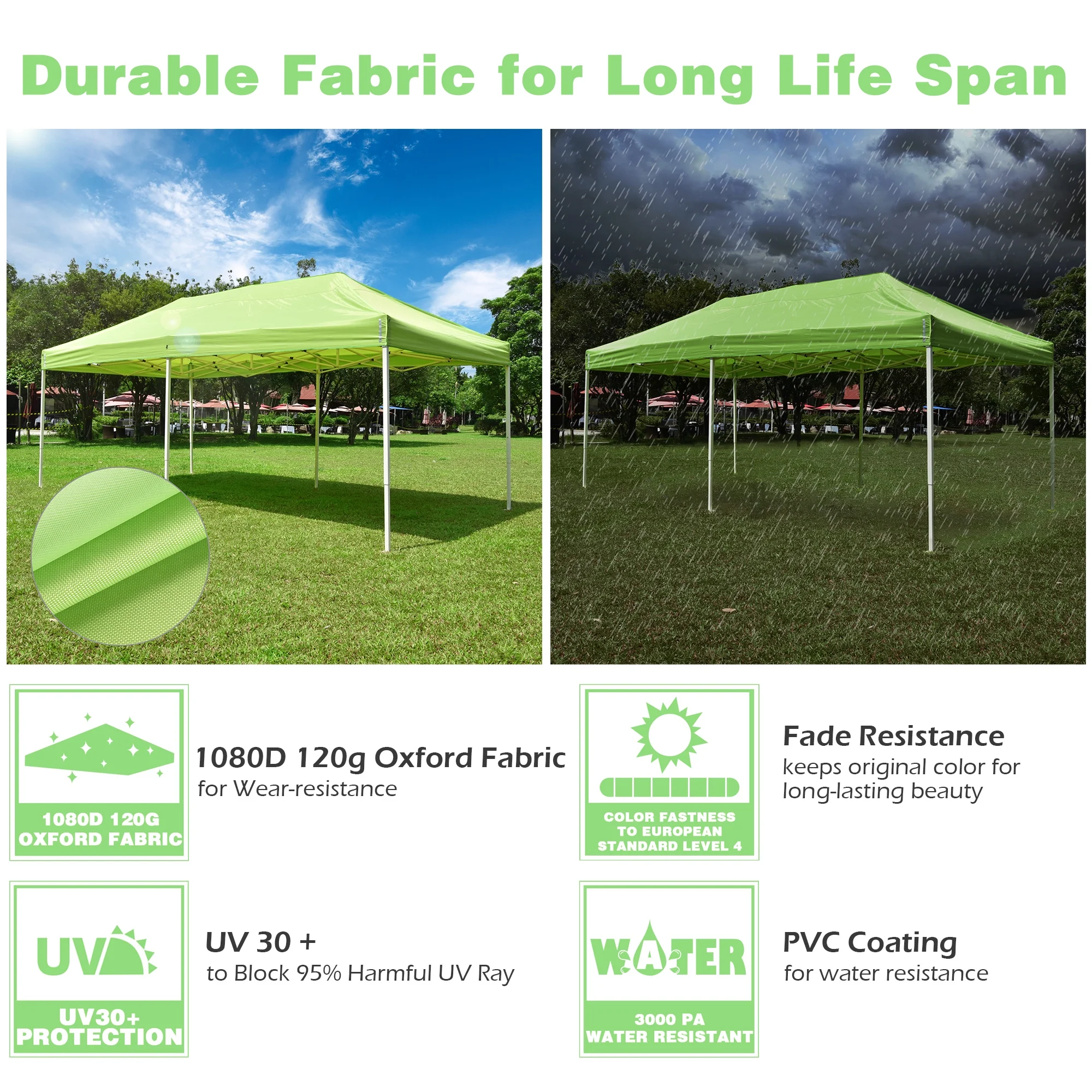 InstaHibit 10x20Ft Replacement Pop up Canopy Top Sunshade Cover Outdoor Patio - Image 57