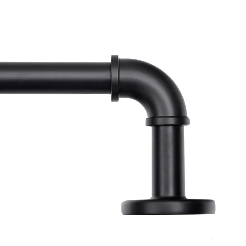 1 Inch Industrial Curtain Rods for Windows, Blackout Wrap-Around Rods, Rustic Matte Black - Image 3