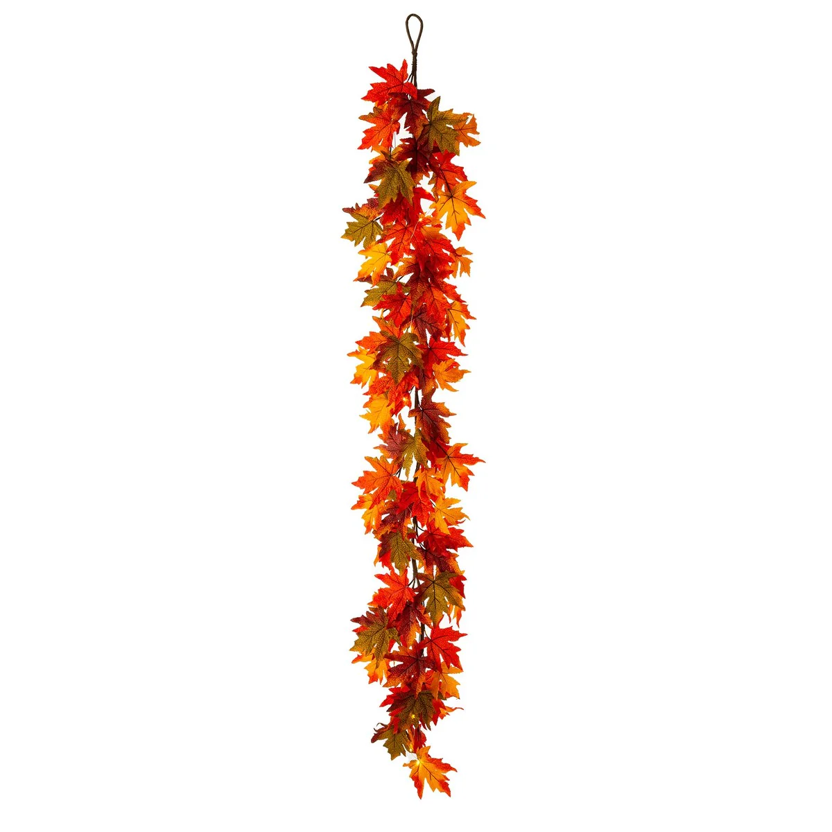 Thanksgiving LED Lighted Fall Maple Leaf Wreath and Garland - Autumn Home Decor - Image 3
