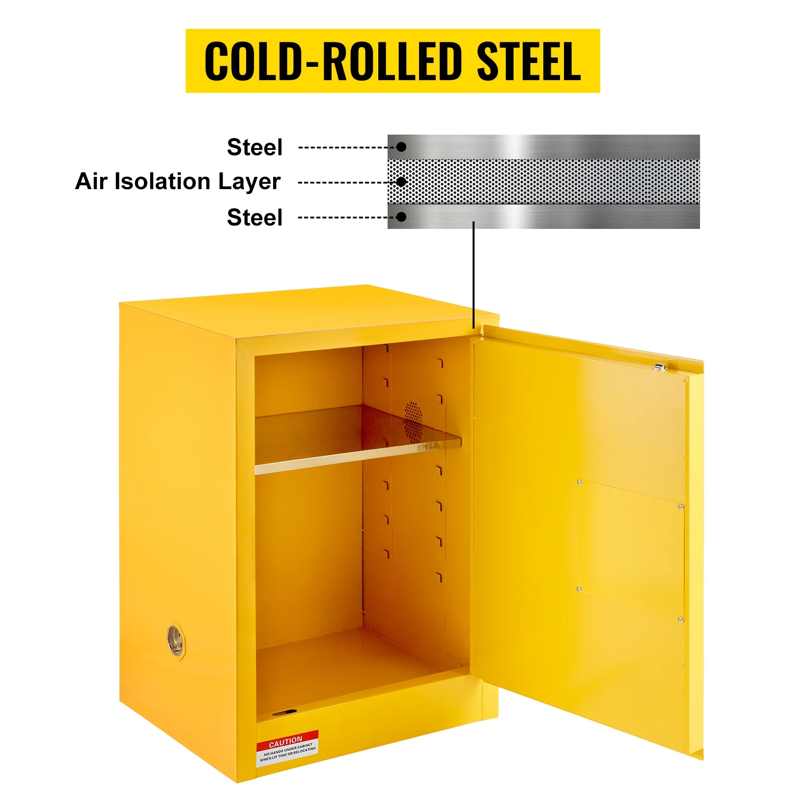 BENTISM Safety Cabinet for Flammable Liquids Single door and Manual Close Yellow Hazardous Storage 43 x 43 x 46CM - Image 16