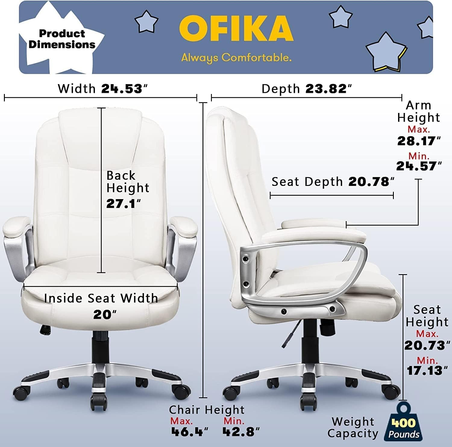 400 LBS Big and Tall Office Chair, Heavy Duty Ergonomic Computer Desk Chair for Home Office and Workspace - Image 14