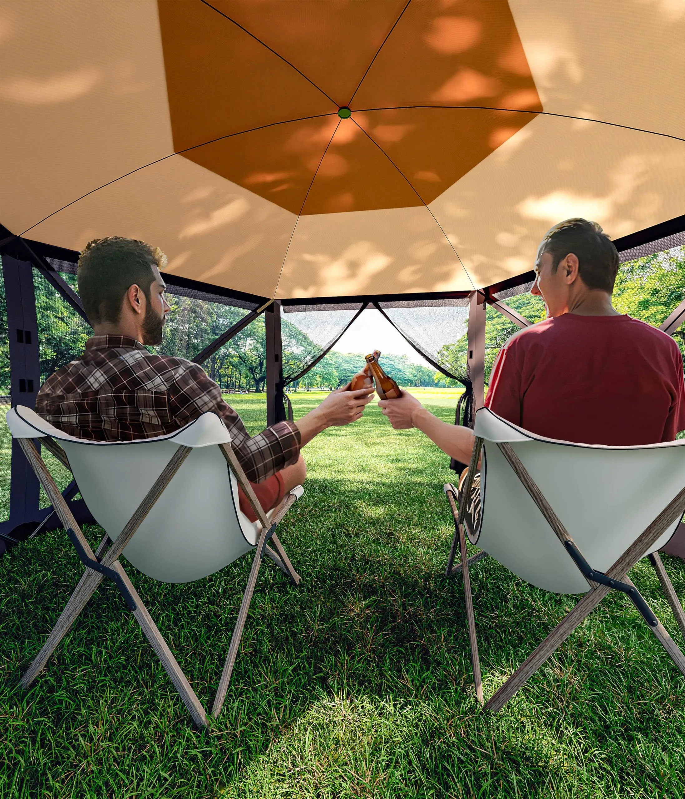 Towallmark Gazebos for Gardens,Pop-Up Screen Tent Gazebo, 12 x 12 Ft Camping Canopy Instant Shade, Featuring 6 Removable Privacy Canopy, and Made from 210D Oxford Fabric for Patio, Backyard - Image 3