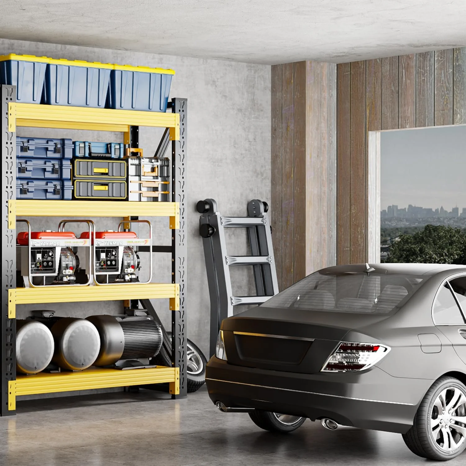 59" W Garage Shelving,5-Tier Heavy Duty Shelving Unit,3000LBS Adjustable Metal Storage Shelves,Storage Rack Units for Industrie,Shed,Warehouse,Basement,Black,59" W x 20" D x 72" H - Image 26