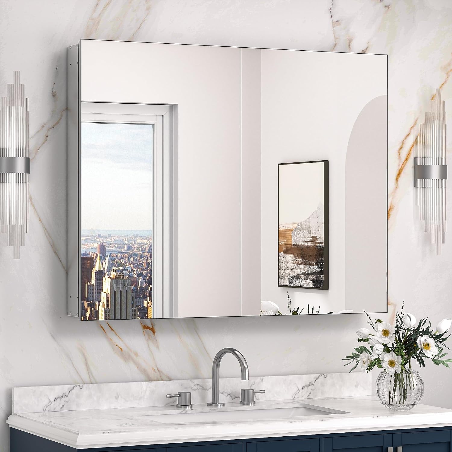Black Medicine Cabinet with Mirror 20" x 26", Lightweight Aluminum - Image 30