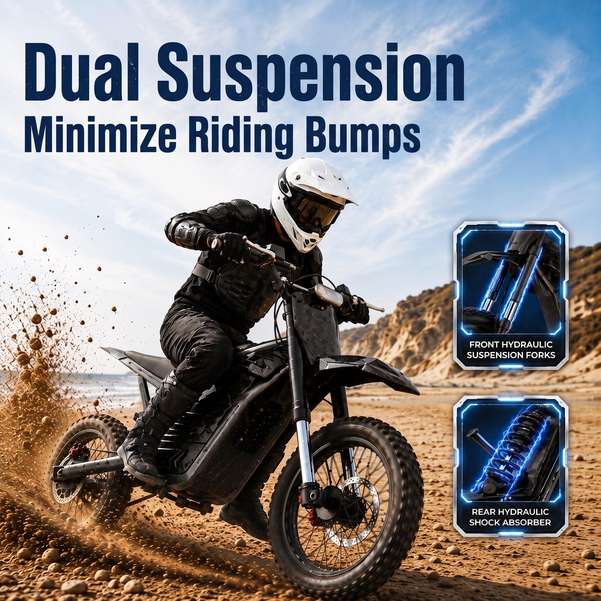 Electric Dirt Bike for Teens & Adults, 48V 20.8Ah 230Nm 40 Miles Range - Image 5