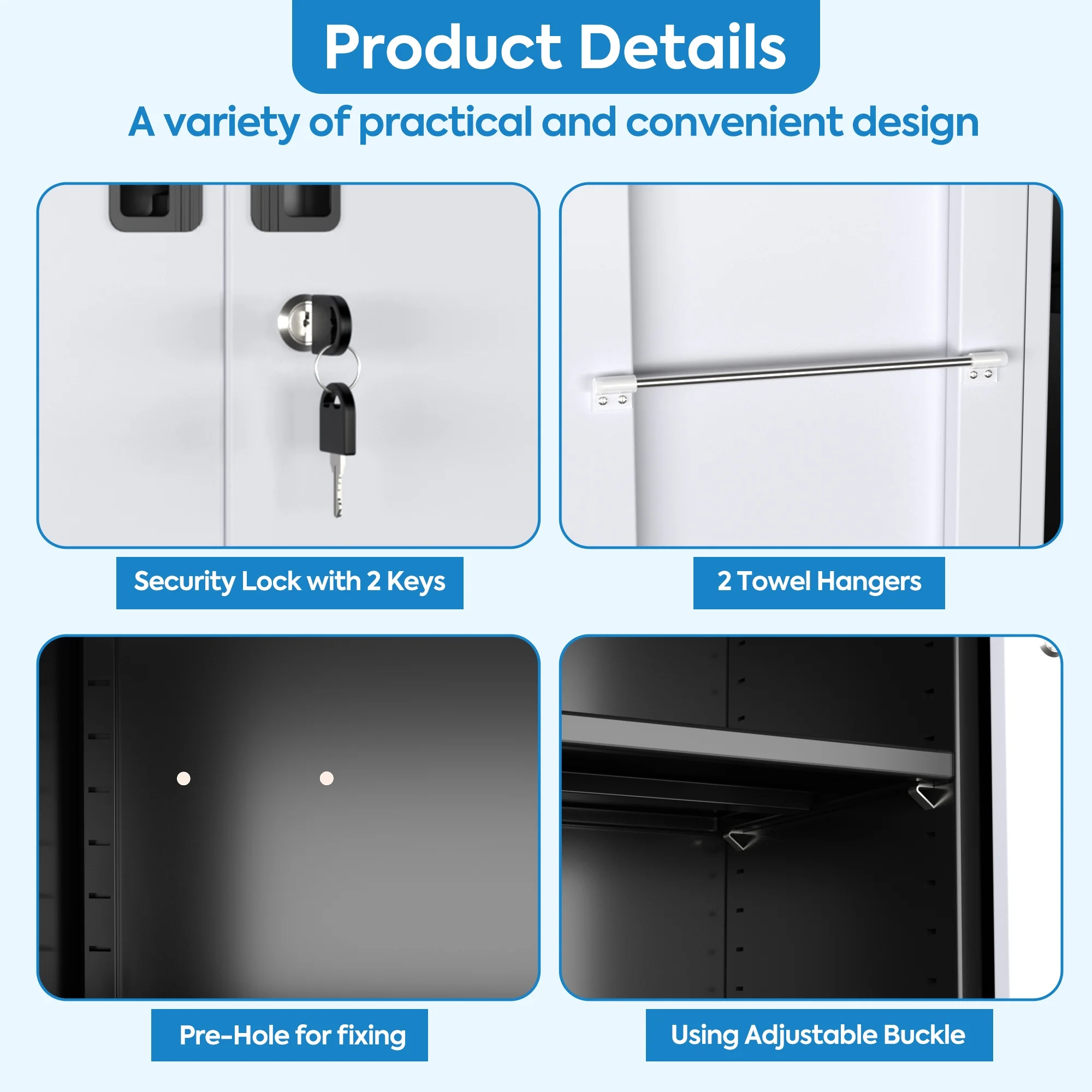 GangMei 71 Inches Tall Metal Garage Storage Cabinets with 5 Adjustable Shelves & Pegboards, Lockable Steel Black Storage Cabinet with Doors for Office, Home, School, Shops, Garage, Assembly required - Image 83