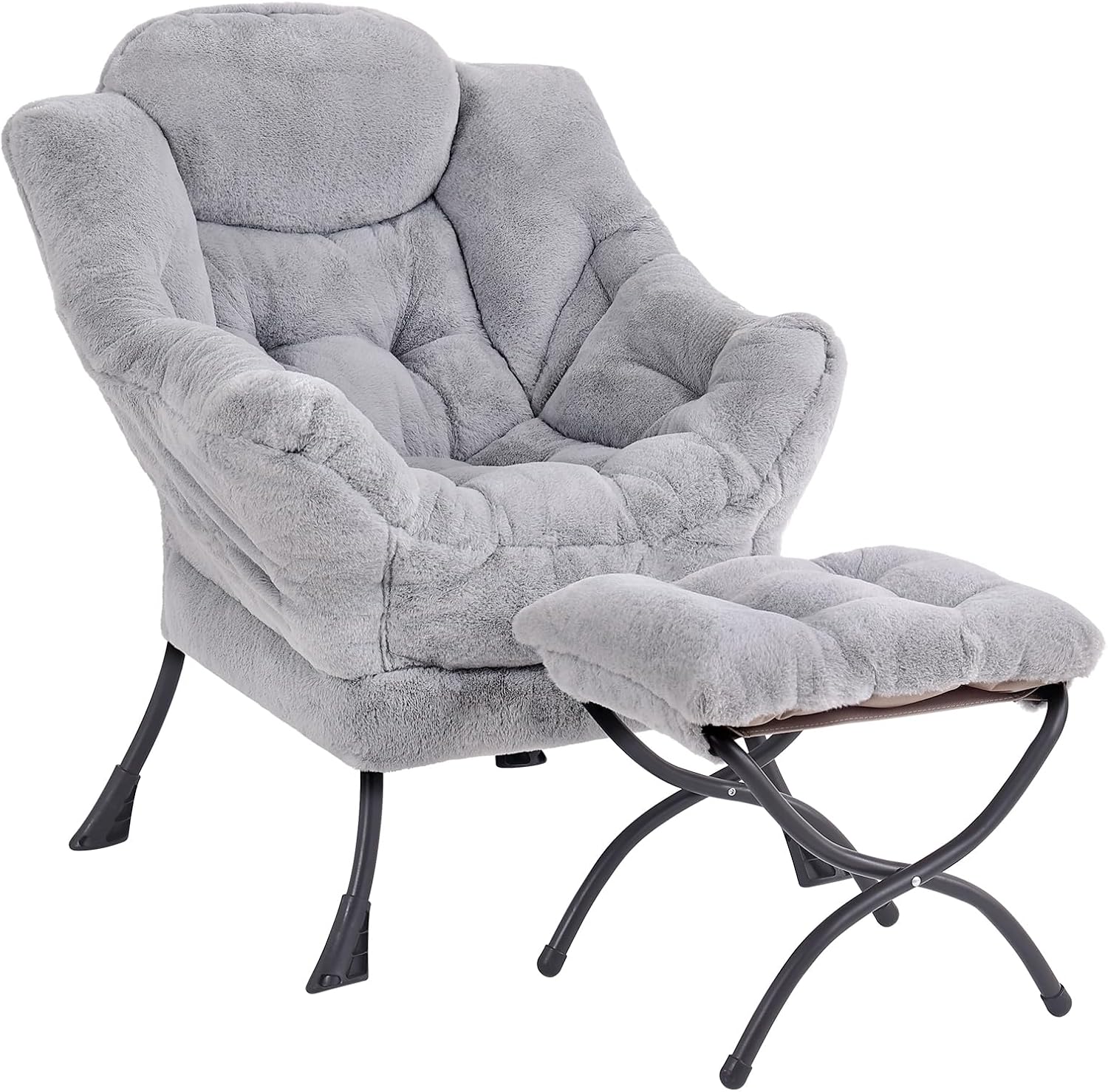 Modern Lazy Chair with Ottoman, Lounge Accent Reading Chair for Living Room - Image 18