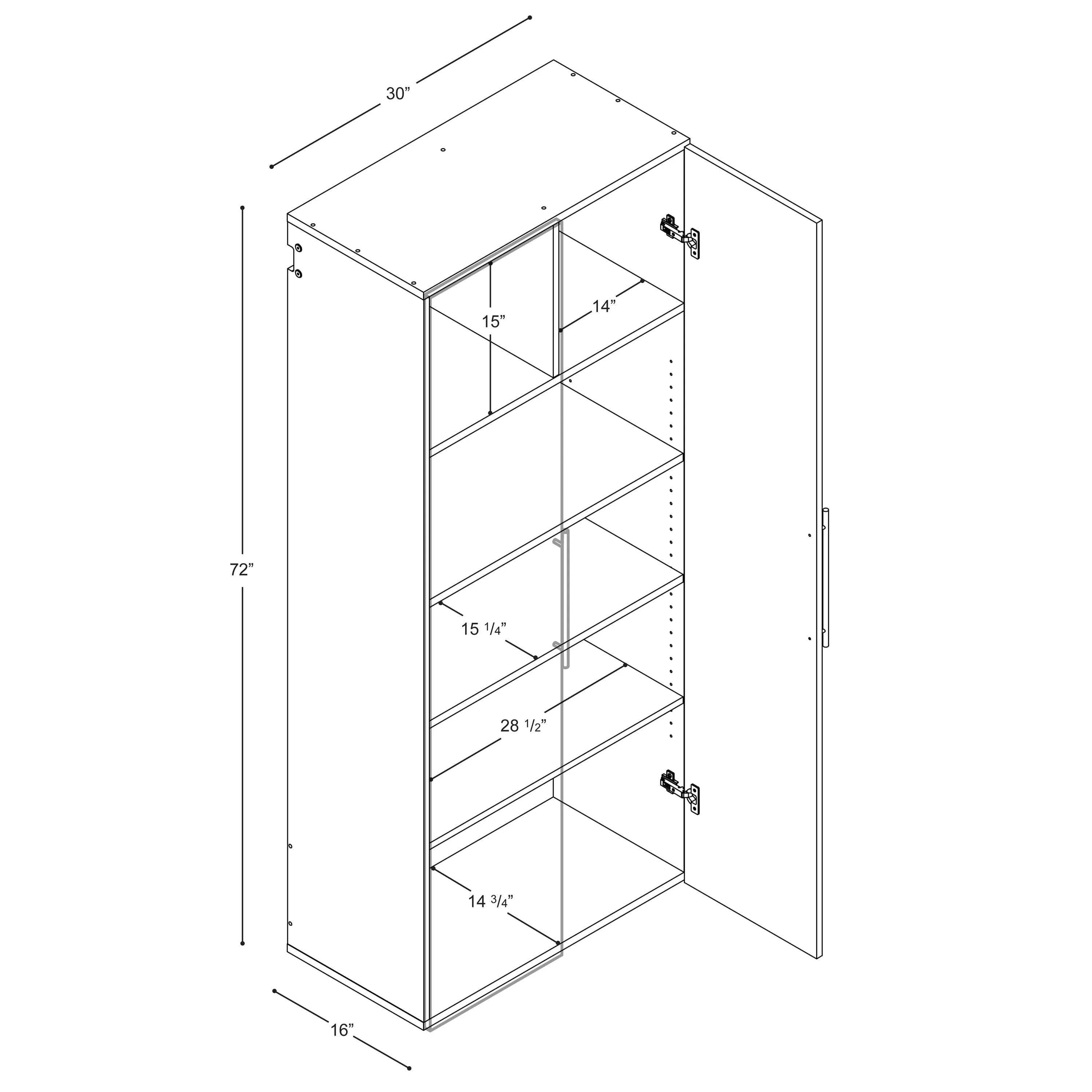 Prepac Large HangUps Storage Cabinet, Light Gray - Image 15