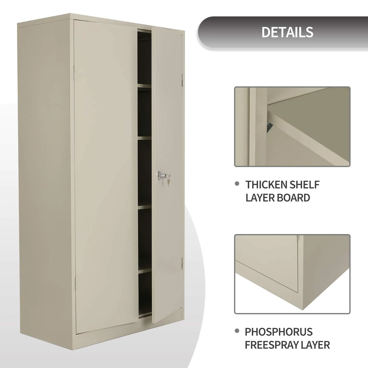 SUNCROWN Metal Storage Garage Cabinets with Locking Doors and Adjustable Shelves, Steel Storage Cabinet for Garage, Office, Classroom, Assemble Required(White) - Image 11