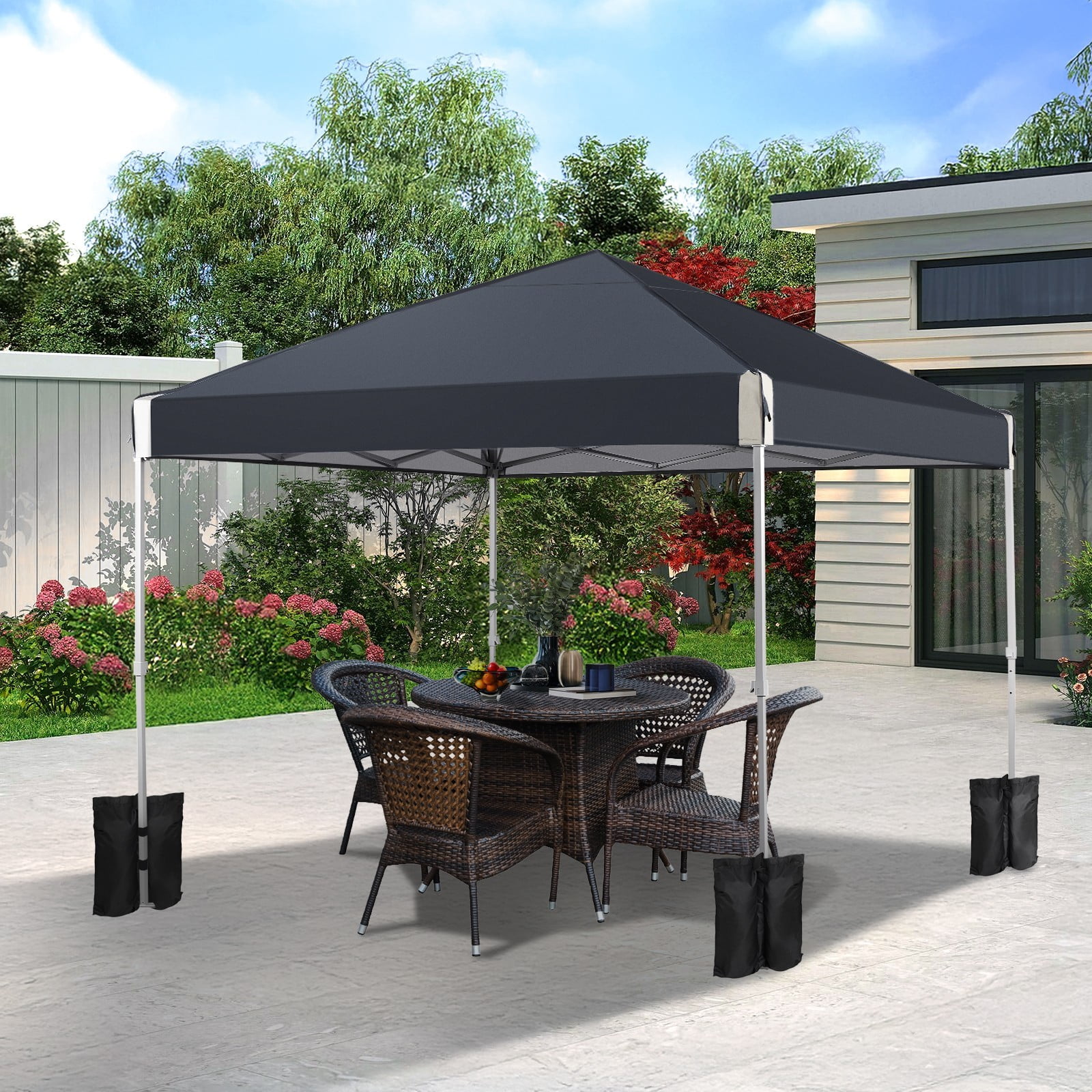 XiHuaZhaoChen Canopy Tent Easy Set-up Outdoor Patio Canopy Adjustable Straight Leg Heights Instant Shelter with Wheeled Bag,Gray,10' x 10' - Image 24