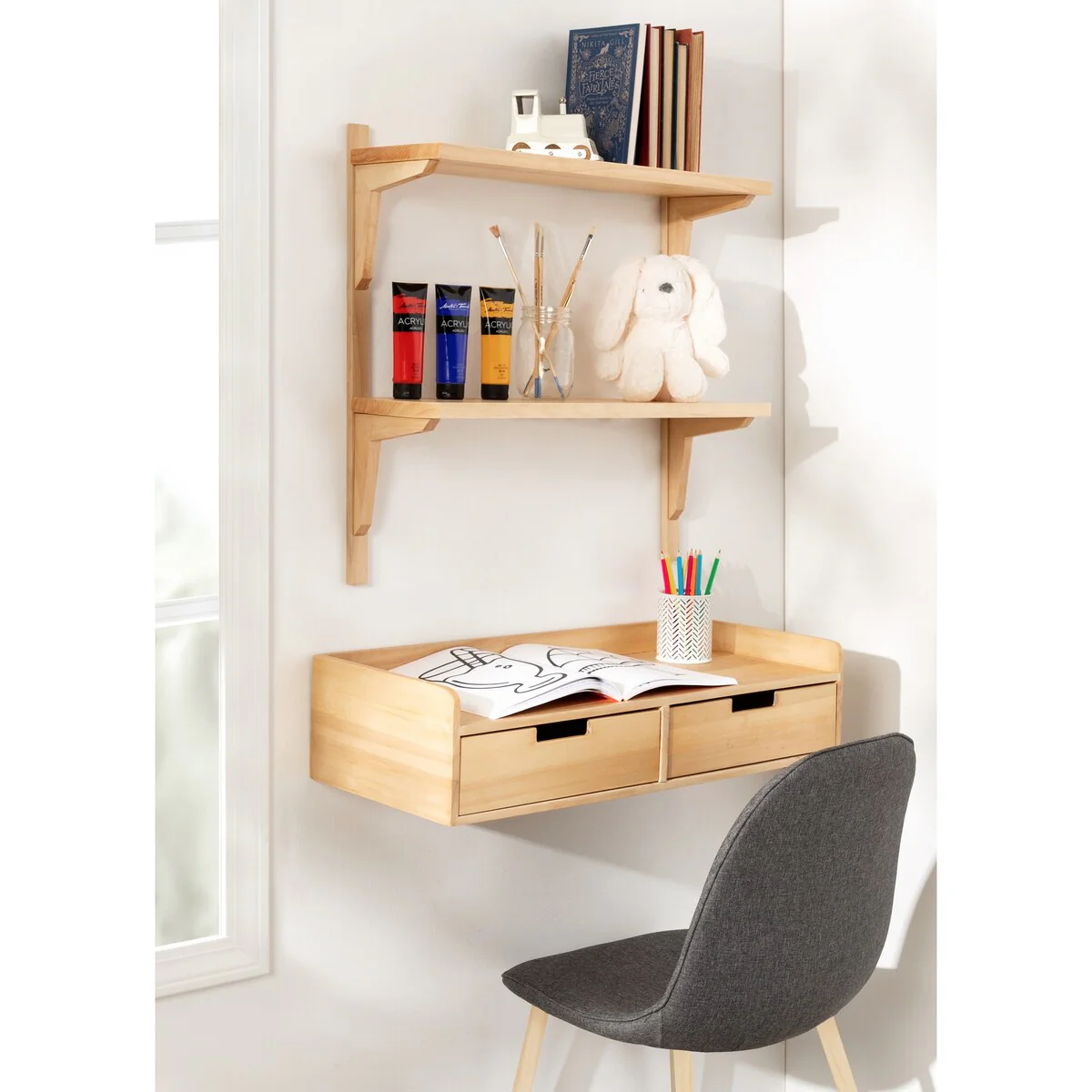 Mid-Century Wall Shelves, 24x8x24 Inch Decorative Wall Mounted Storage and Display Shelving for Home Decor - Image 16