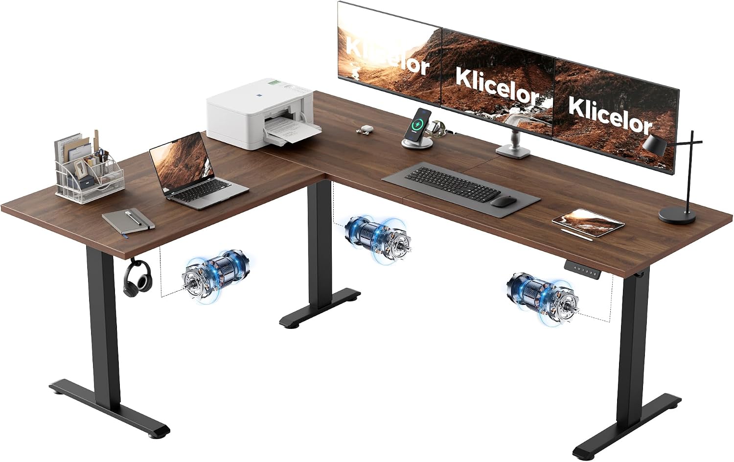 L Shaped Standing Desk 63 x 48 Inch, Electric Height Adjustable Corner Desk for Home Office Workstation, Ergonomic Sit to Stand Computer Table with Memory Controller, Rustic Brown - Image 35