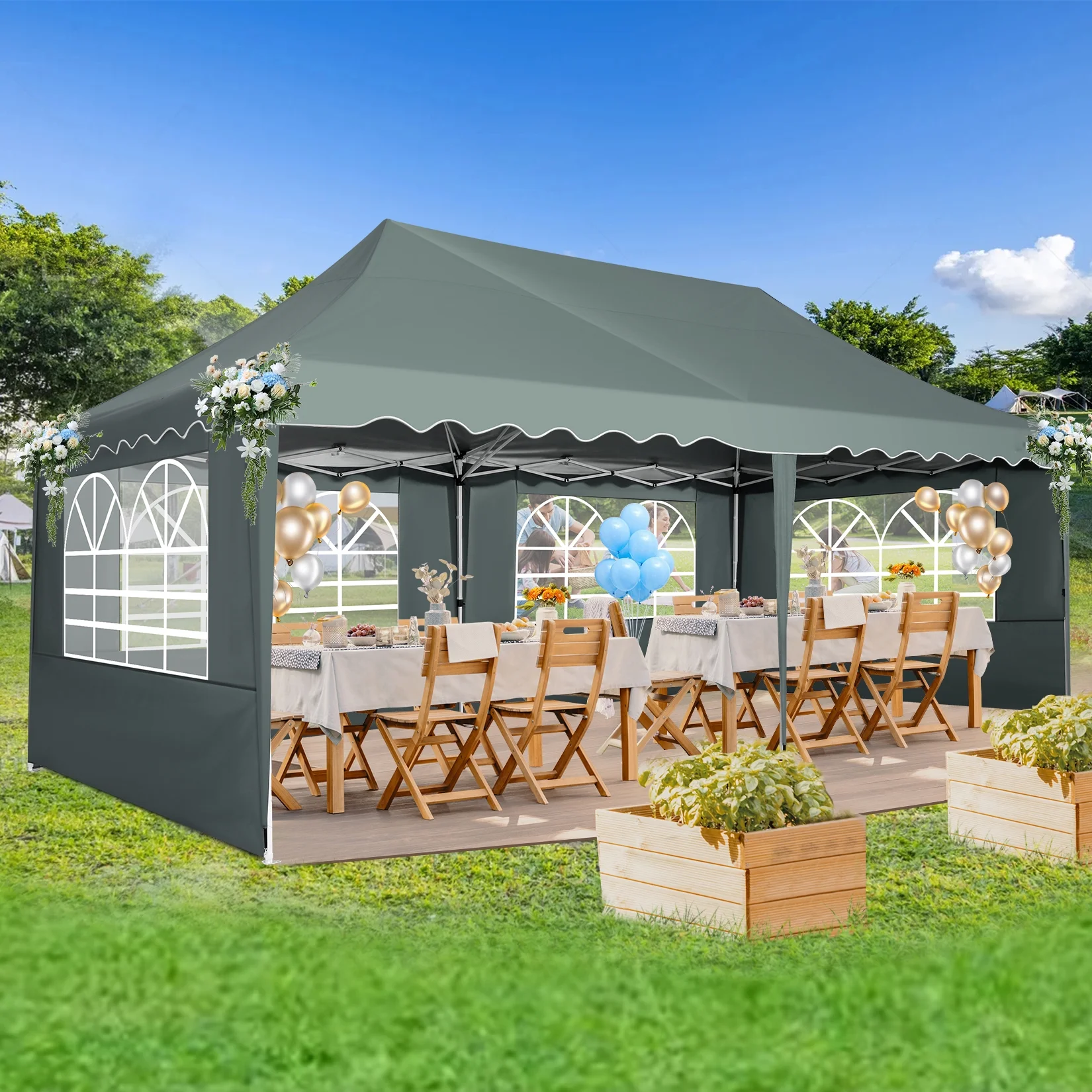 HOTEEL Canopy 10'x20' Pop Up Canopy Tent Heavy Duty Waterproof Adjustable Commercial Instant Canopy Outdoor Party Canopy Parties,Wedding,Outside Patio,Event,Backyard,White - Image 24