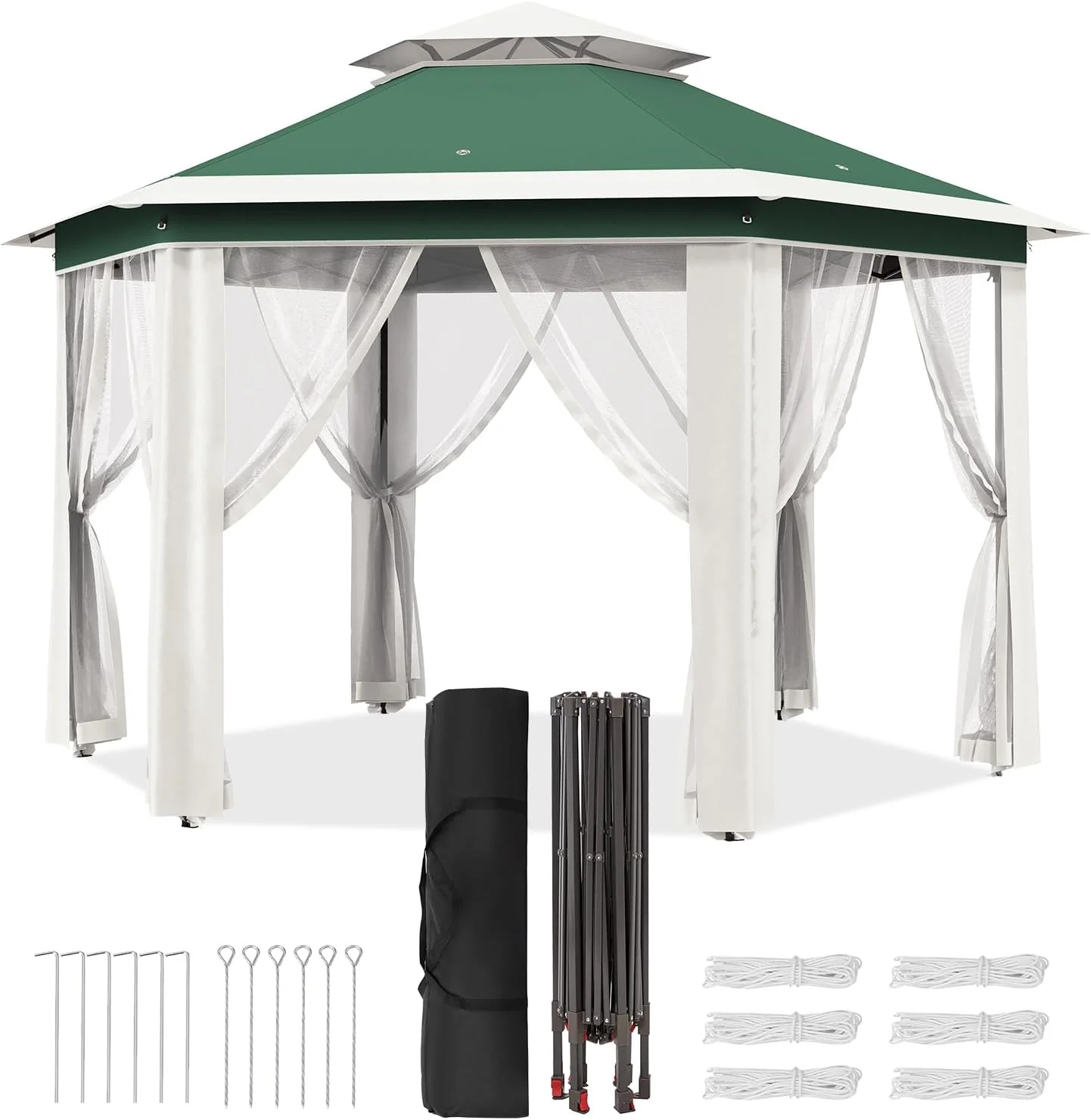 Pop Up Gazebo 13x13ft, Hexagonal Outdoor Canopy Shelter, Instant Patio Gazebo Tent with Mesh Netting and Strong Steel Frame for Patio Backyard Garden Wedding Party - Image 8