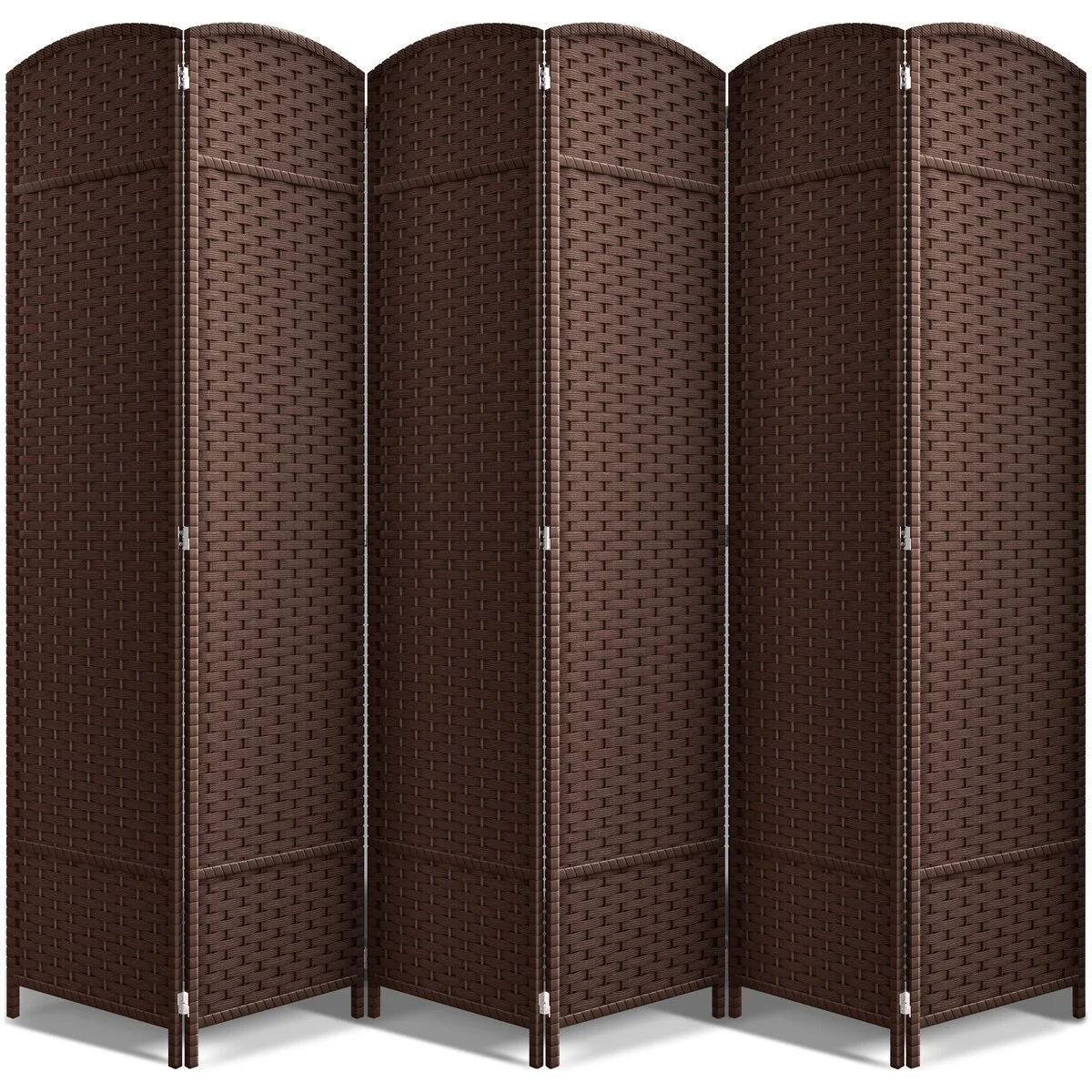 6 Panel Room Divider, 6ft Tall Extra Wide Folding Privacy Screen with Hand-Woven Mesh Panels - Image 3