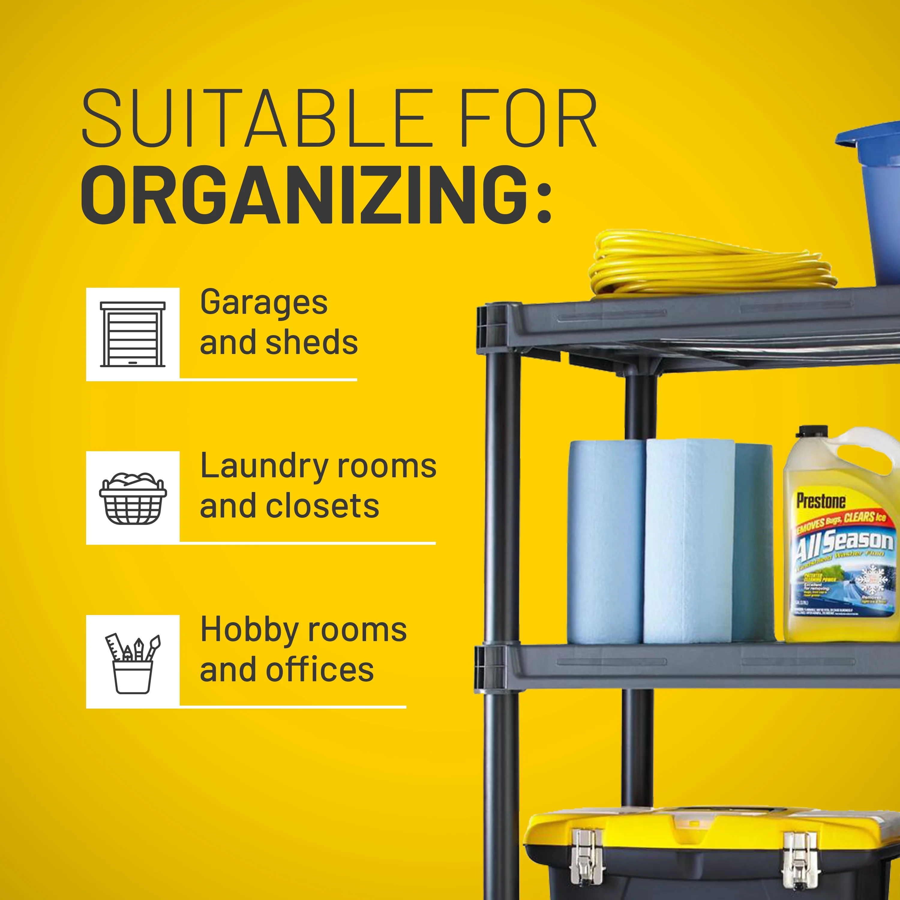 Plano 5-Shelf Extra Heavy Duty Plastic Storage Shelf Unit, 72.5- x 36- x 24-, 1000lb Capacity - Image 4