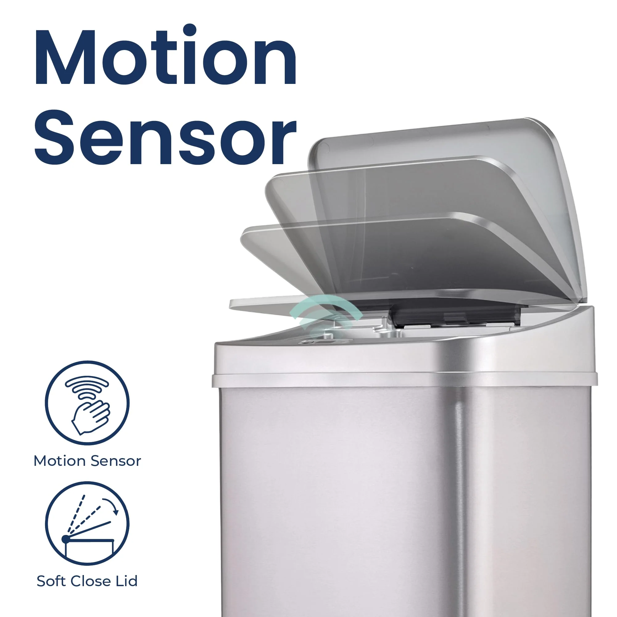 13 Gallon Touchless Motion Sensor Trash Can, Automatic Hands-Free Kitchen Garbage Bin with Sensor Lid - Image 2