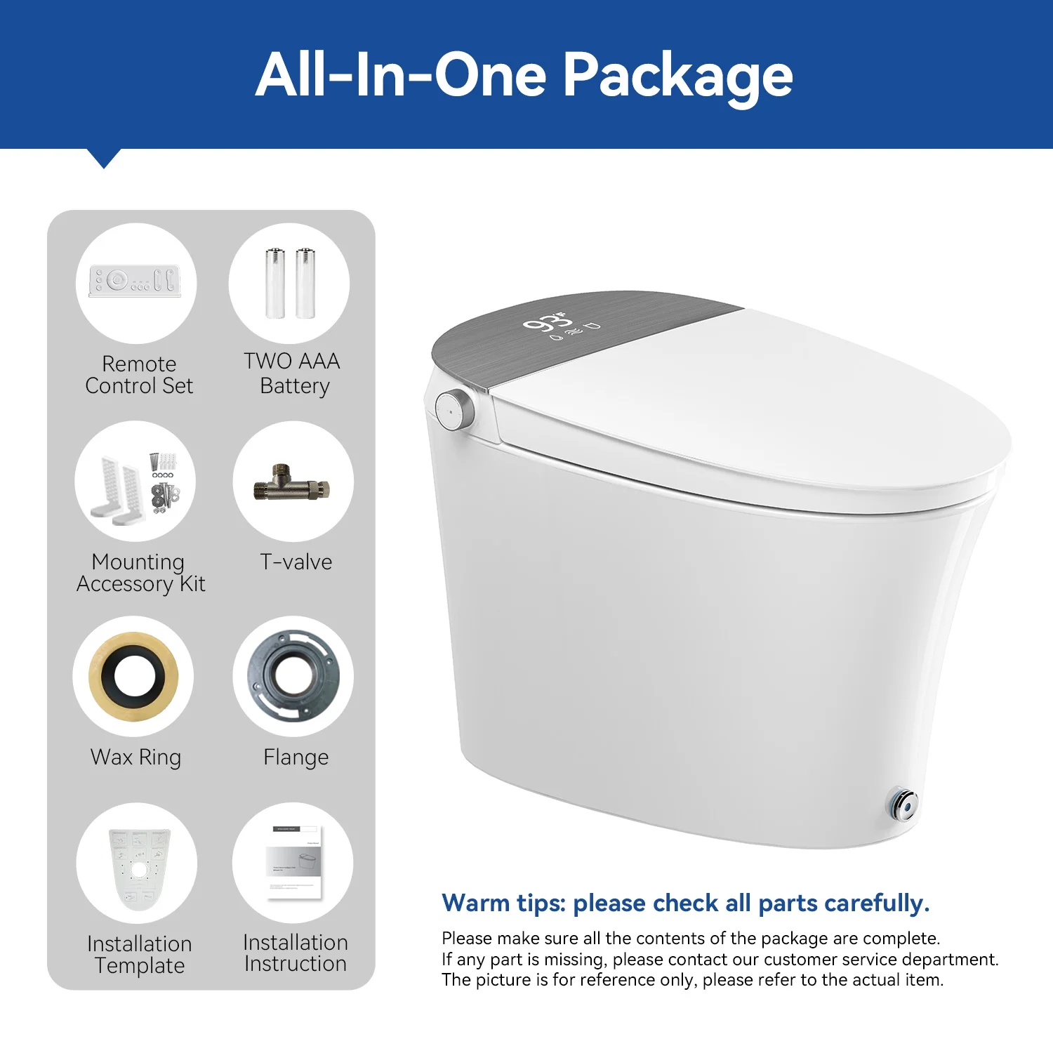 HOROW Smart Bidet Toilet Adjustable Cleaning , Heated Seat, No Water Pressure Limit, Auto Open/Close - Image 5
