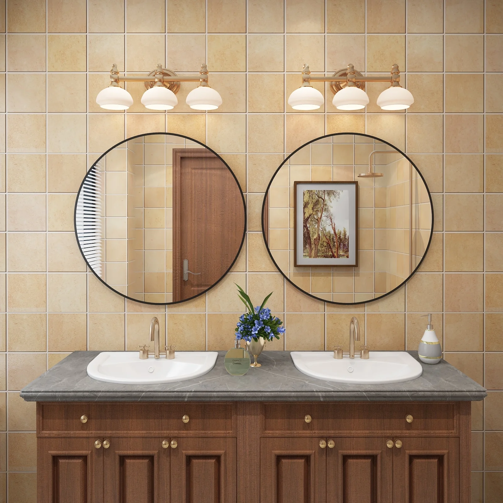 Round Metal Black Frame Bathroom Vanity Mirror, Wall Mounted Decorative Mirror - Image 24