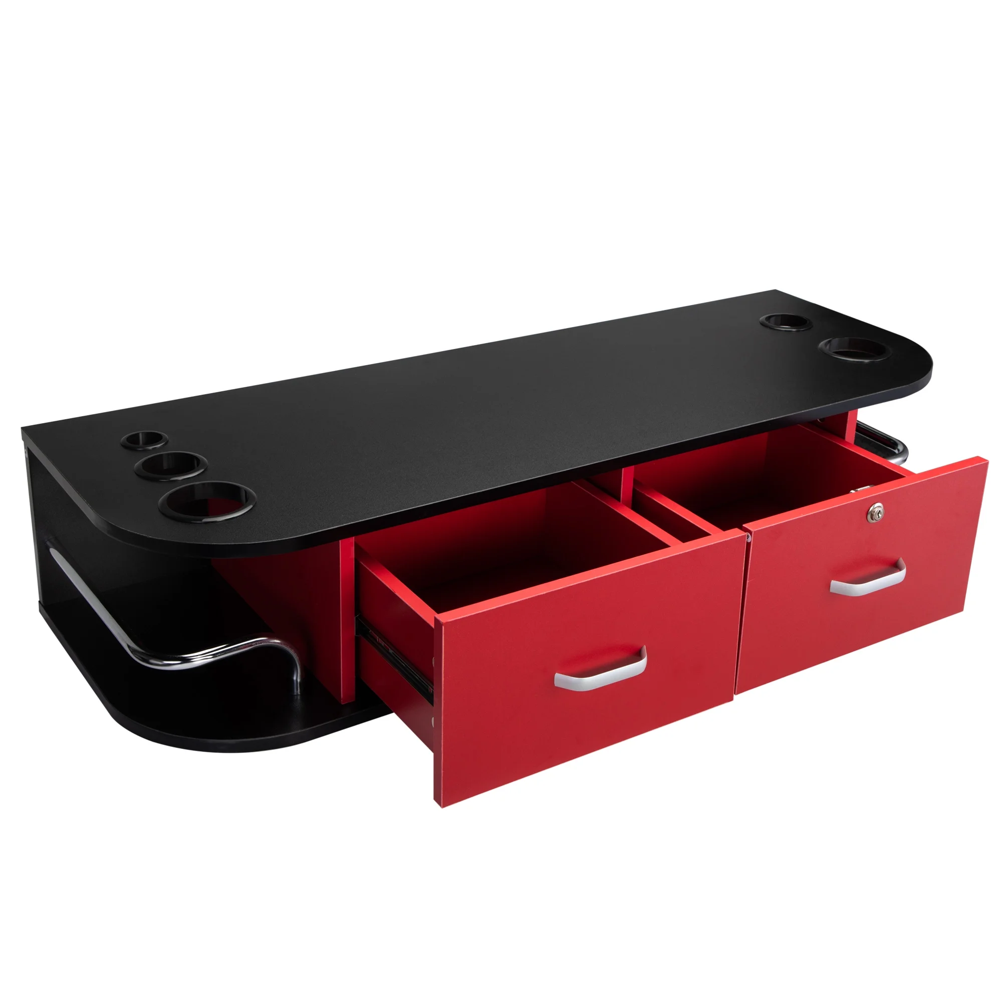 RESHABLE Modern Wall-Mounted Salon Station Barber Cabinet with Locking Drawer Storage Table for Hair Stylist Black - Image 22