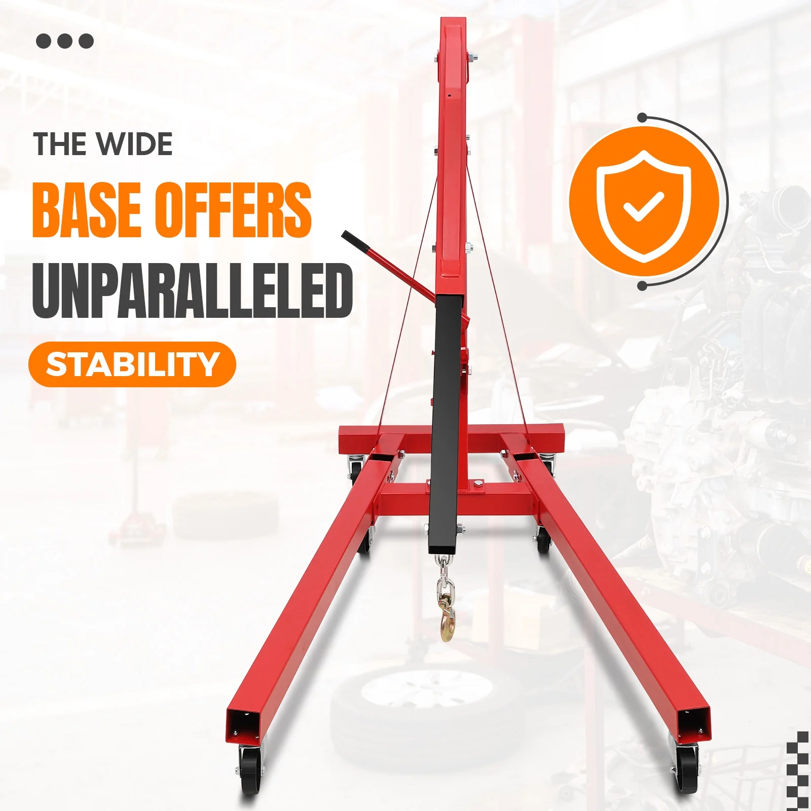 Aoile Red Hydraulic Folding Crane Lifting Hoist, 4400 lbs Max Weight - Image 6